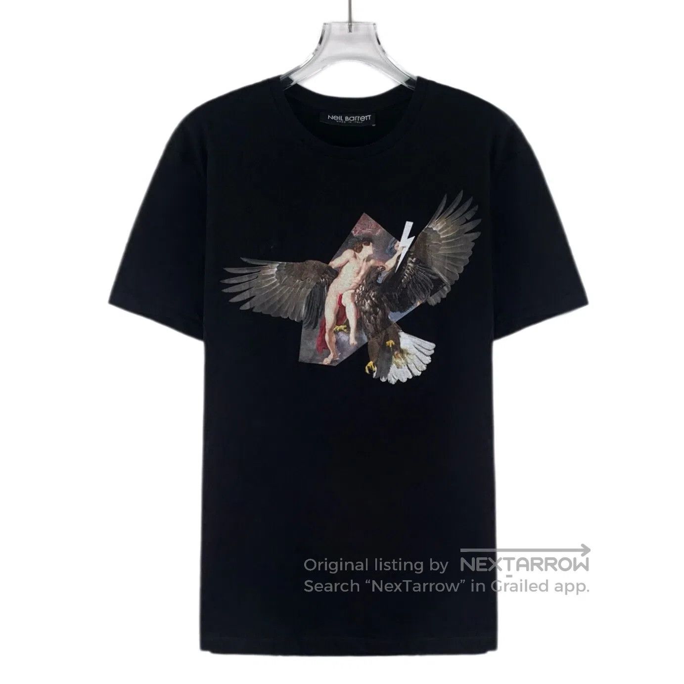 Neil Barrett Neil Barrett Black Angel Eagle Printed Cotton Crew Neck Sh Size US M / EU 48-50 / 2 - 1 Thumbnail