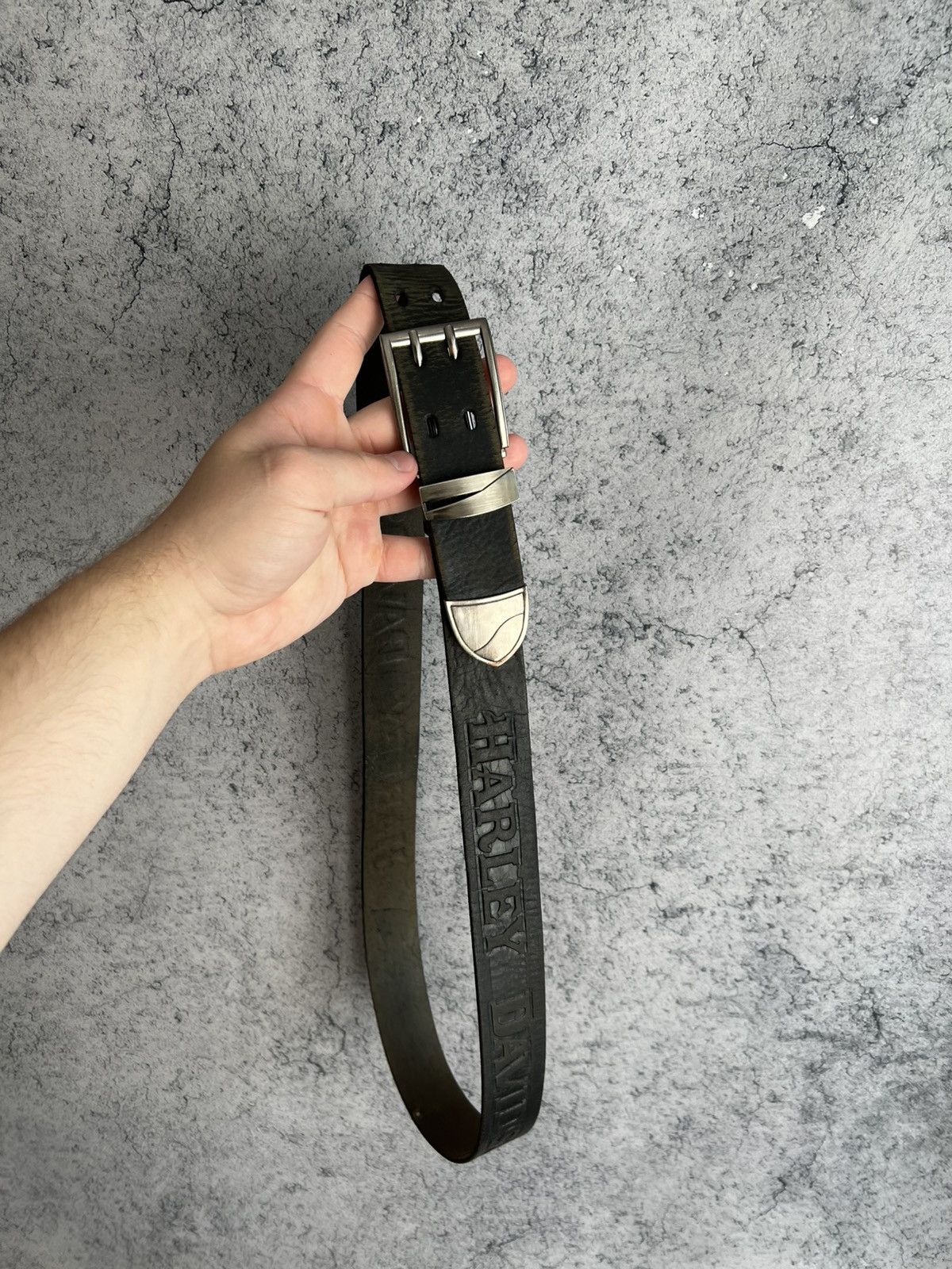 Harley Davidson Vintage Harley Davidson Leather Belt 2000s Embossed Bikers Size 44 - 10 Thumbnail