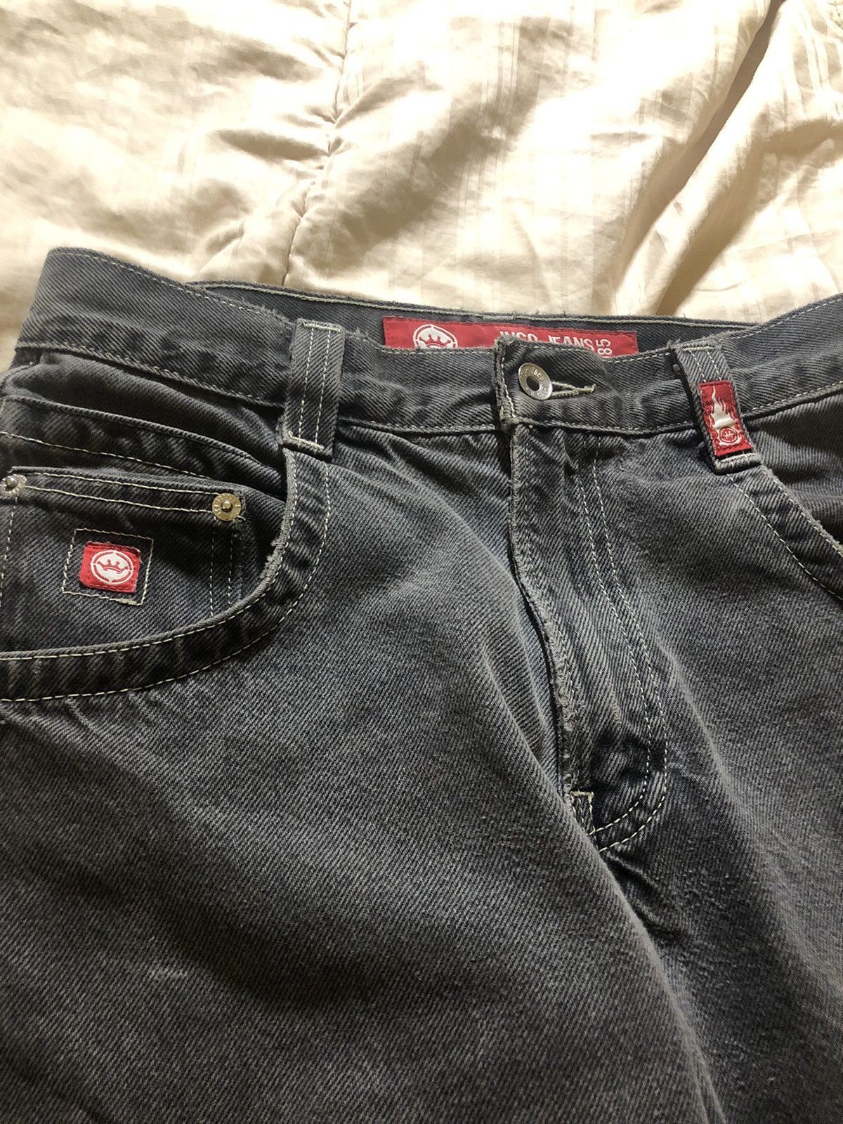 Jeans JNCO Vintage Années 2000 - Coupe Large Style Tribal, Noir, Taille 34/32