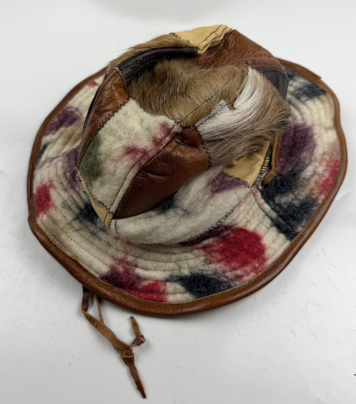 Japanese Brand very rare custom made leather patchwork hat tc52 Size ONE SIZE - 3 Thumbnail
