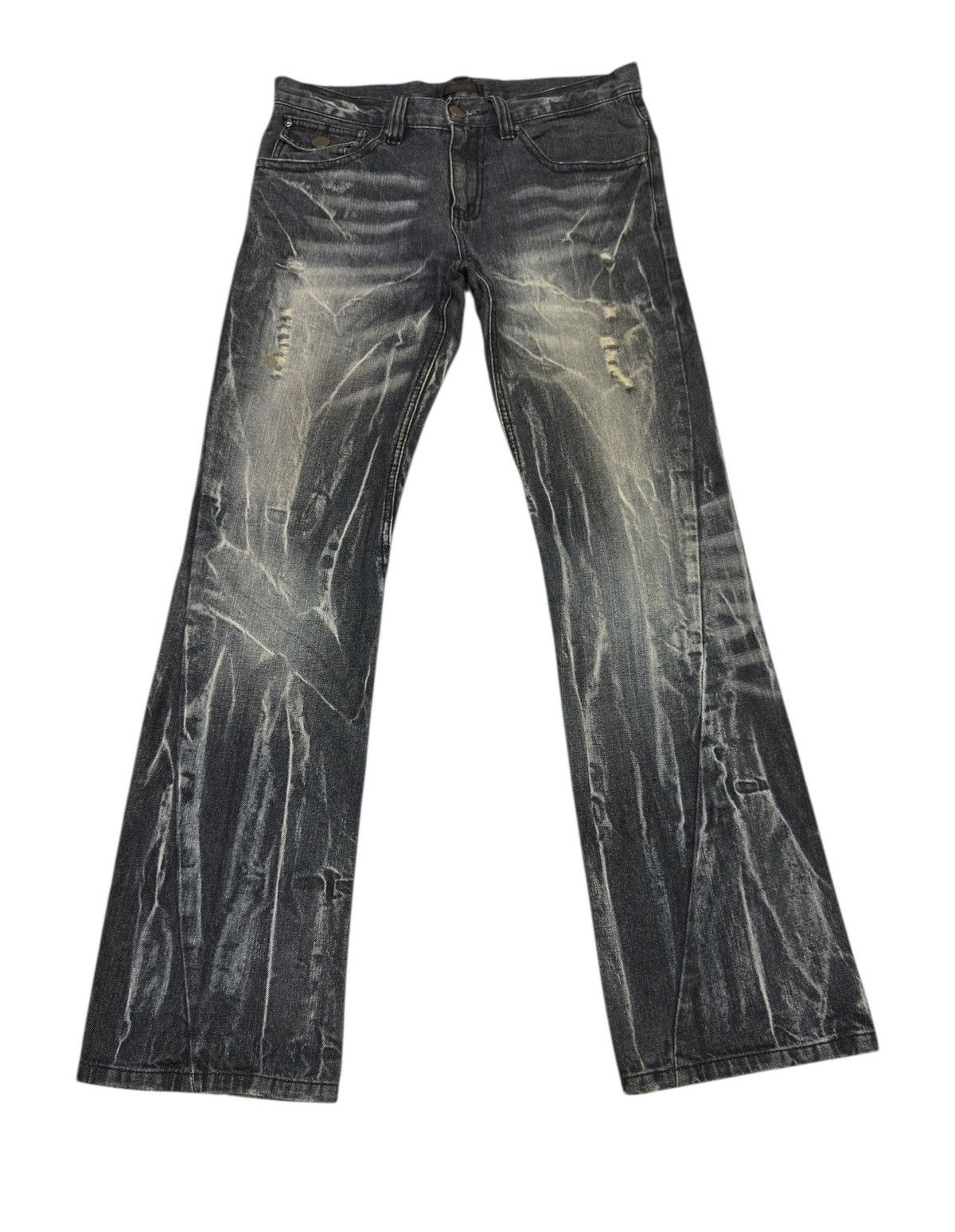Japanese Brand Black Baccara tornado mart style spiral flare jeans Size US 34 / EU 50 - 2 Thumbnail