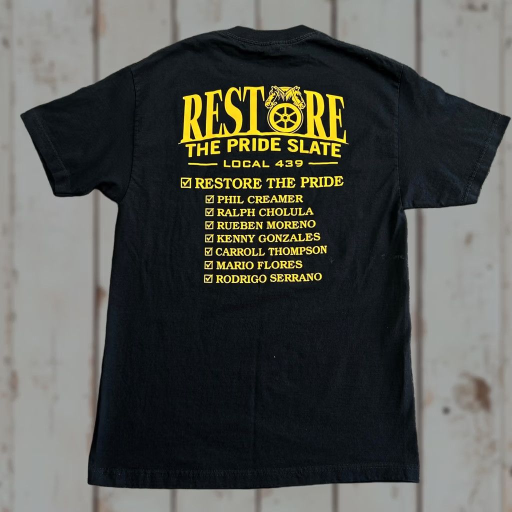 Vintage VINTAGE Teamsters Local 439 Restore The Pride T Shirt Blue L Men 439 USA Union Workwear Labor Size US L / EU 52-54 / 3 - 1 Thumbnail