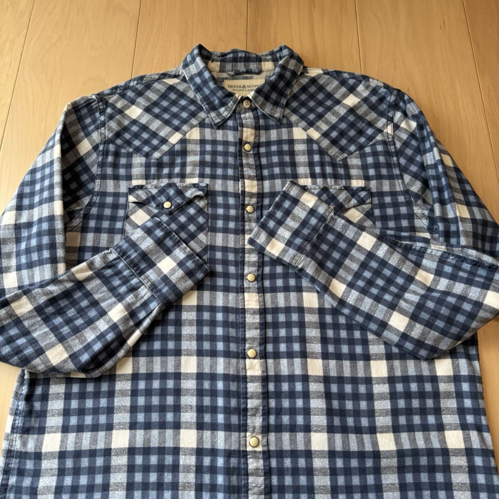 Polo Ralph Lauren × Vintage Denim & Supply Ralph Lauren Pearl Snap Shirt L Blue Check Size US L / EU 52-54 / 3 - 4 Thumbnail