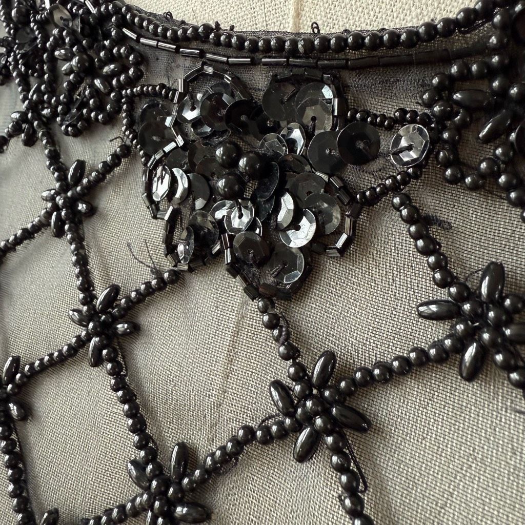Vintage Vintage 80s 90s Purple Black Mesh Beaded Illusion Bodice For Size M / US 6-8 / IT 42-44 - 5 Thumbnail