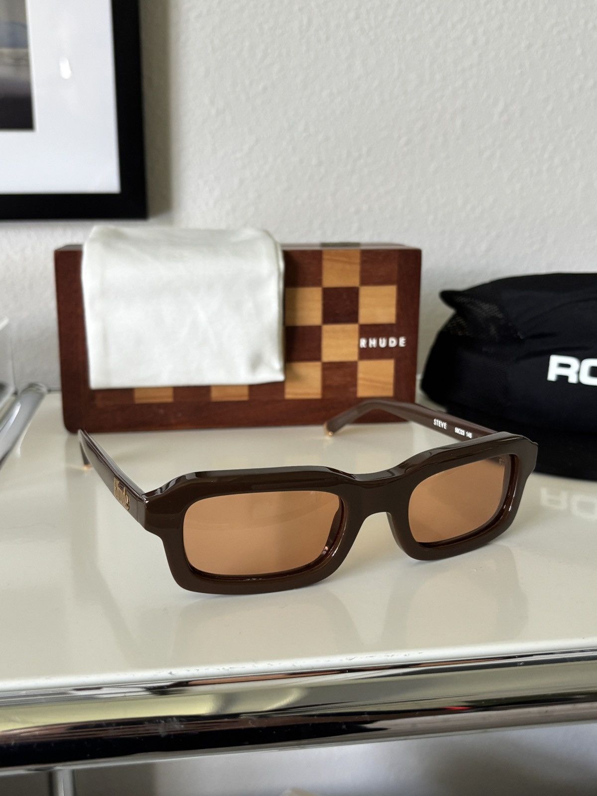 Rhude RHUDE | MOCHA BROWN STEVE FRAMES SUNGLASSES Size ONE SIZE - 3 Thumbnail