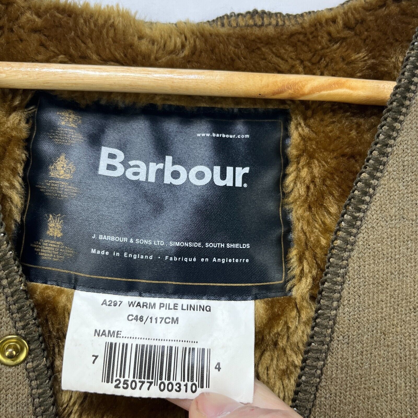 Barbour × Vintage Vintage Barbour Warm Pile Lined Jacket 117cm C46 A297 Size US M / EU 48-50 / 2 - 3 Thumbnail