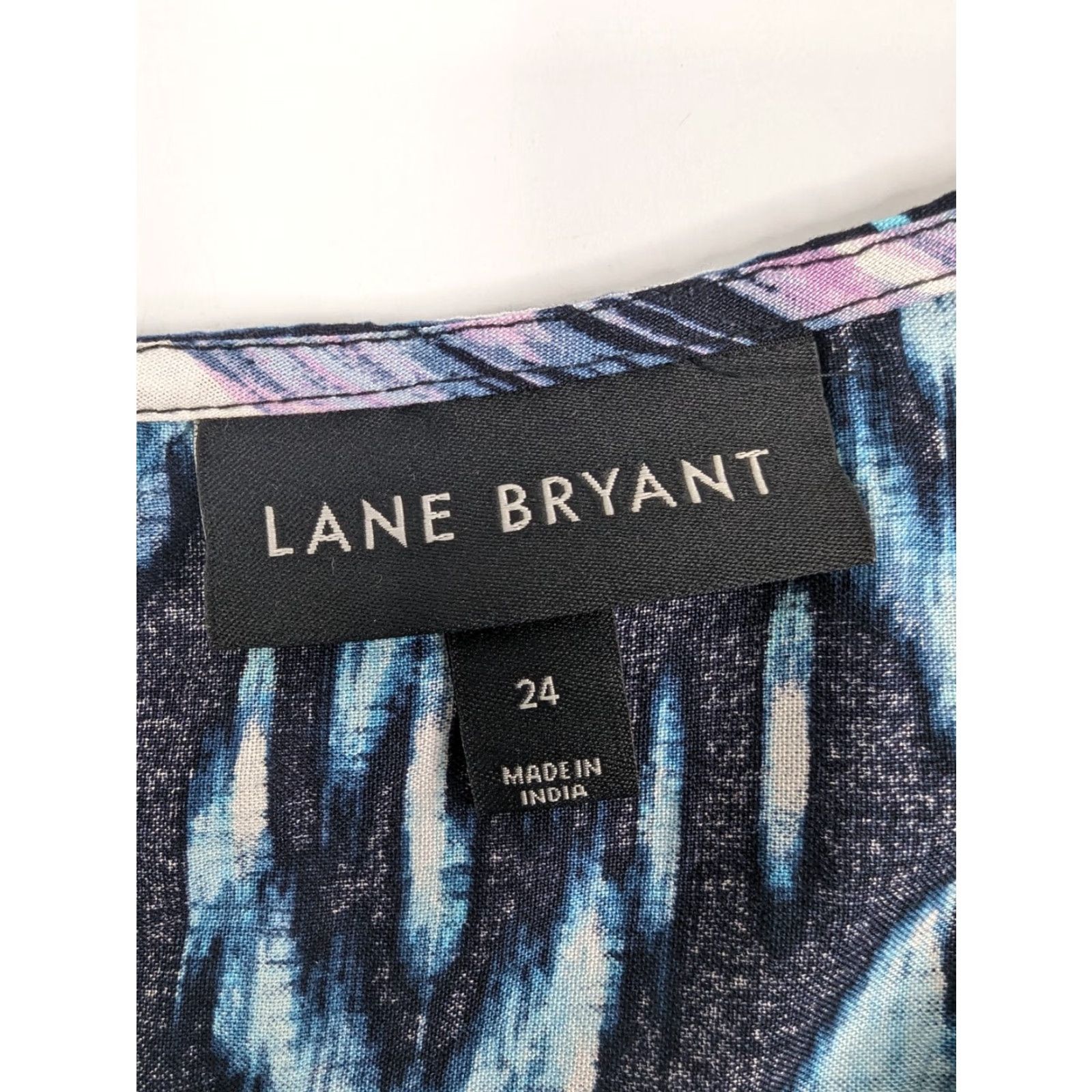 Vintage Lane Bryant Blouse Shirt Short Sleeve Crew Neck Geometric Lace Fit & Flare Size 24 Plus Blue Women Size 4XL / US 24-26 - 7 Thumbnail