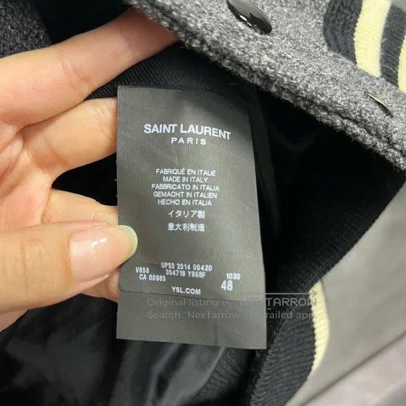 Saint Laurent Paris Saint Laurent Paris Gray Solid Wool Striped Long Sleeve Ba Size US M / EU 48-50 / 2 - 4 Thumbnail