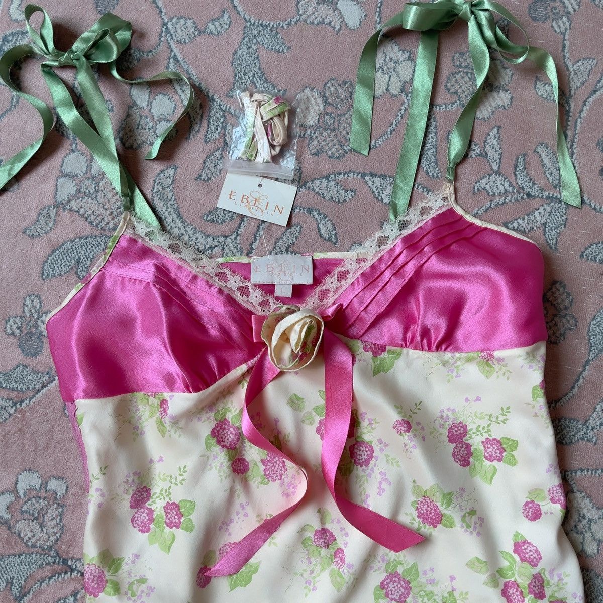 Vintage EBLIN Y2K Floral Satin Camisole (M-L) Size L / US 10 / IT 46 - 9 Thumbnail