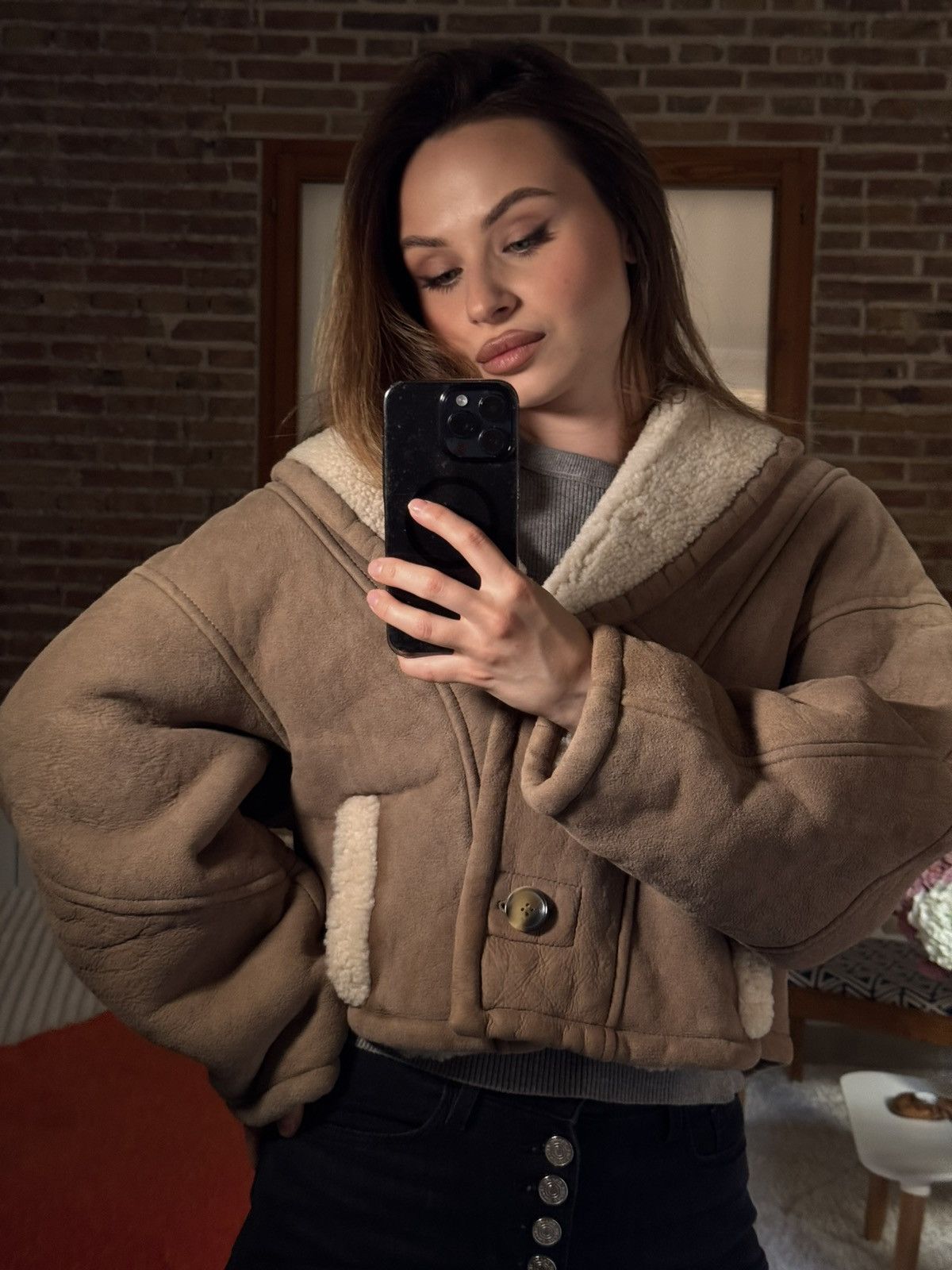 Other Furfuza Shearling Lambskin Jacket Beige Size S / US 4 / IT 40 - 10 Thumbnail