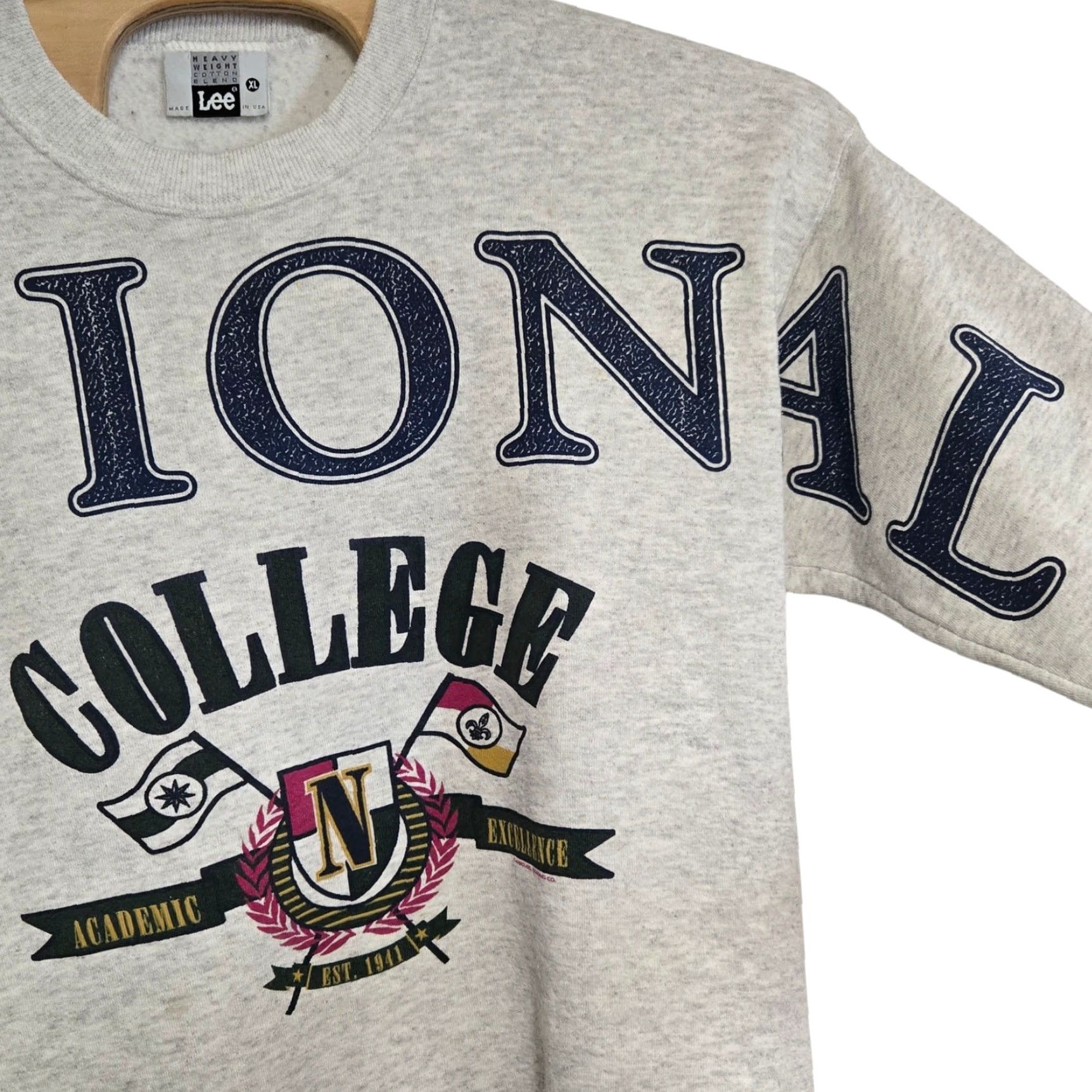 Lee VINTAGE National College Spellout Sweatshirt Men XL Gray Lee Sport RARE Shirt Mens XL Gray sweatshirt Size US XL / EU 56 / 4 - 3 Thumbnail