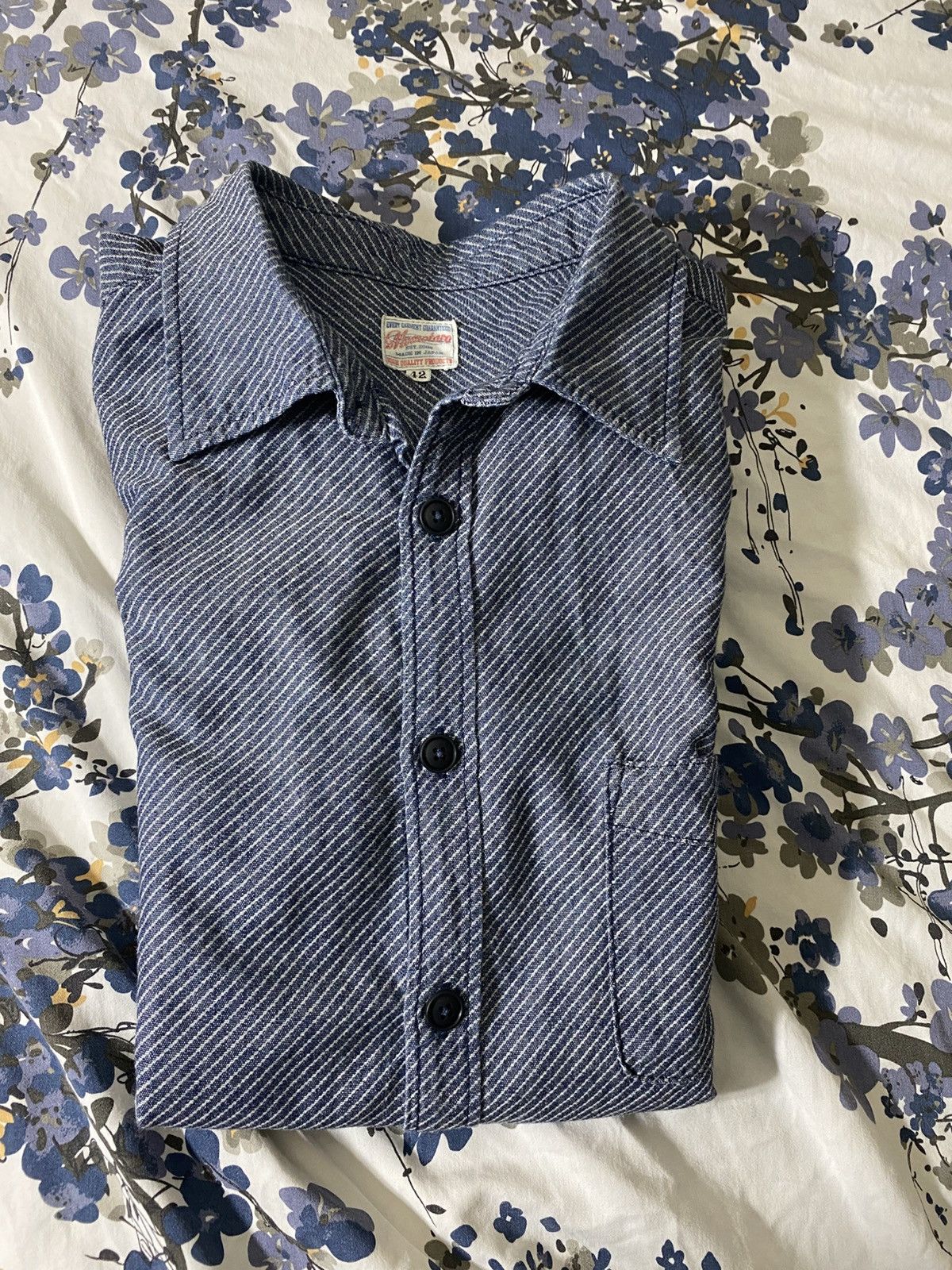Momotaro Jeans Momotaro indigo dobby stripe work shirt Size US L / EU 52-54 / 3 - 1 Thumbnail