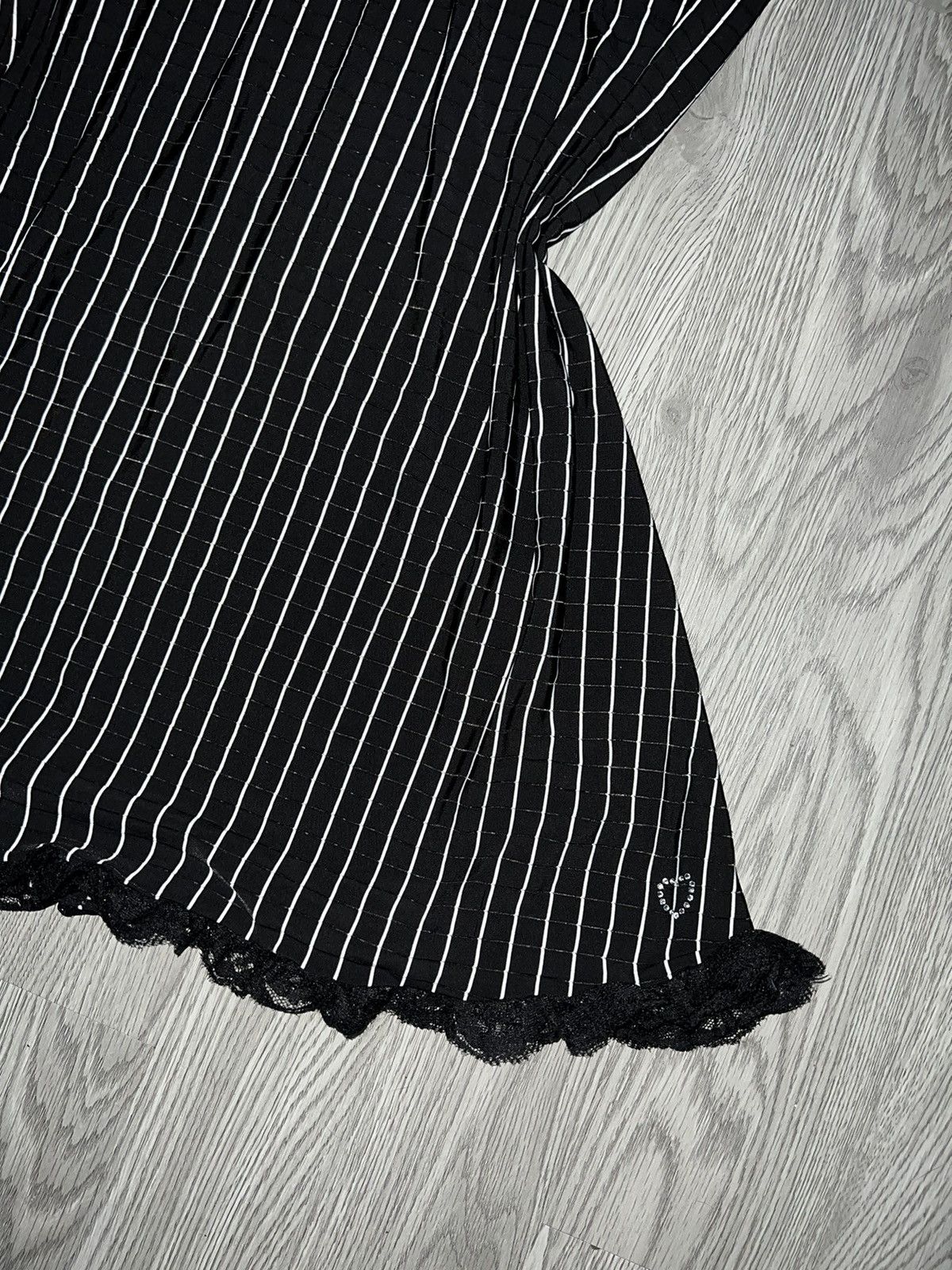 Japanese Brand Black striped with lace mini dress 🖤 Size M / US 6-8 / IT 42-44 - 13 Thumbnail