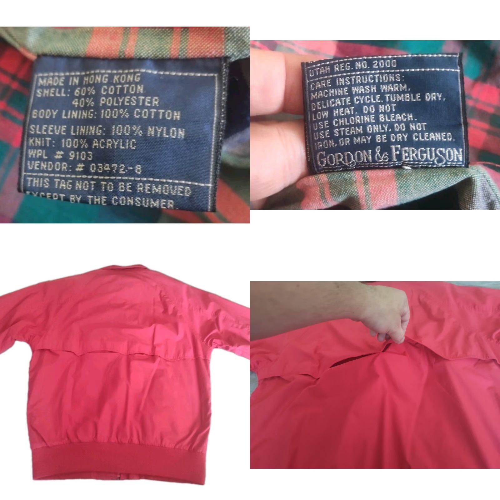Vintage VINTAGE Field & Stream Gordon & Ferguson Jacket Mens Large Long Red Flannel Lined Zip Collar Windbreaker Casual Travel Size US L / EU 52-54 / 3 - 10 Thumbnail