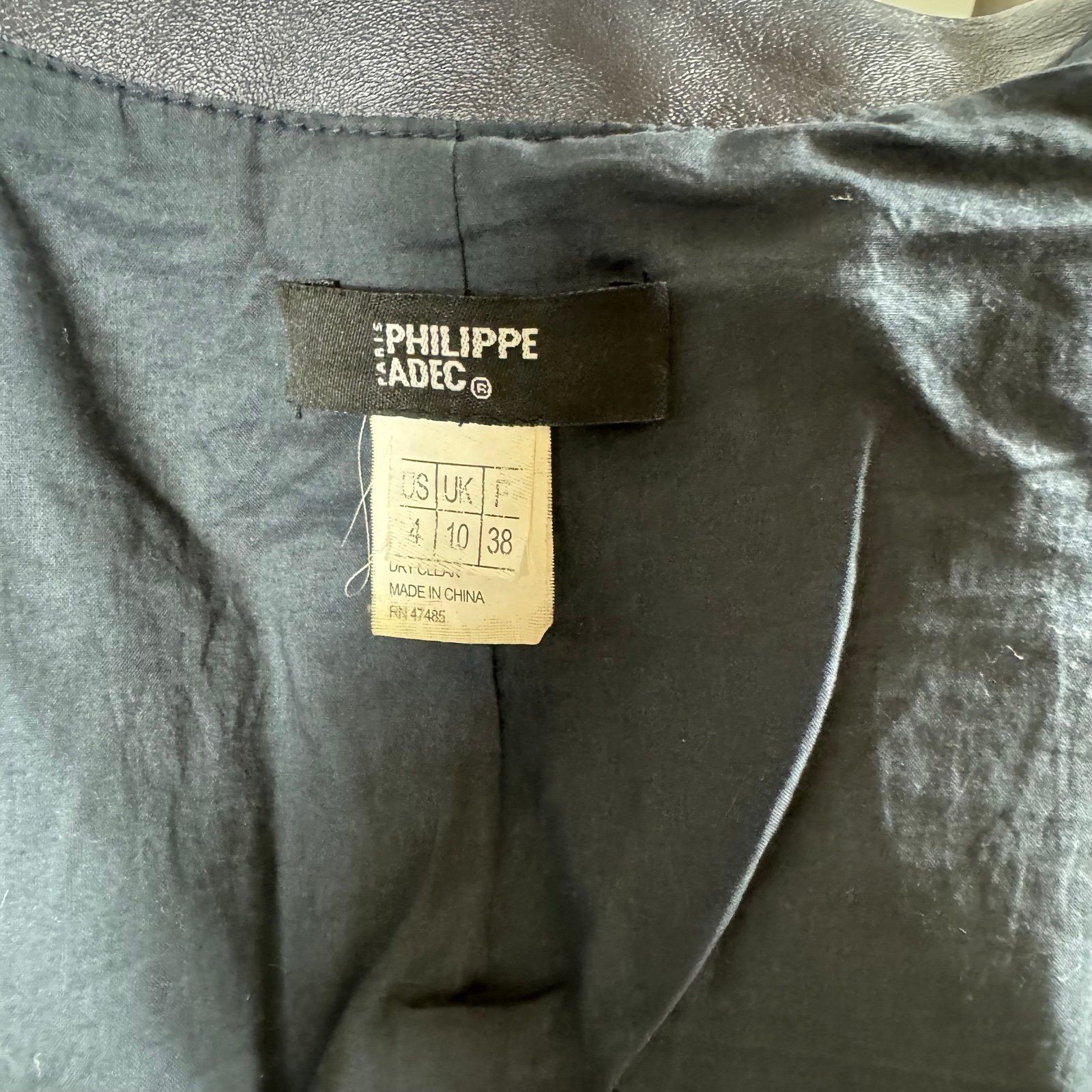 Other Philippe Adec navy blue 100% leather moto jacket size 4 Size S / US 4 / IT 40 - 8 Thumbnail