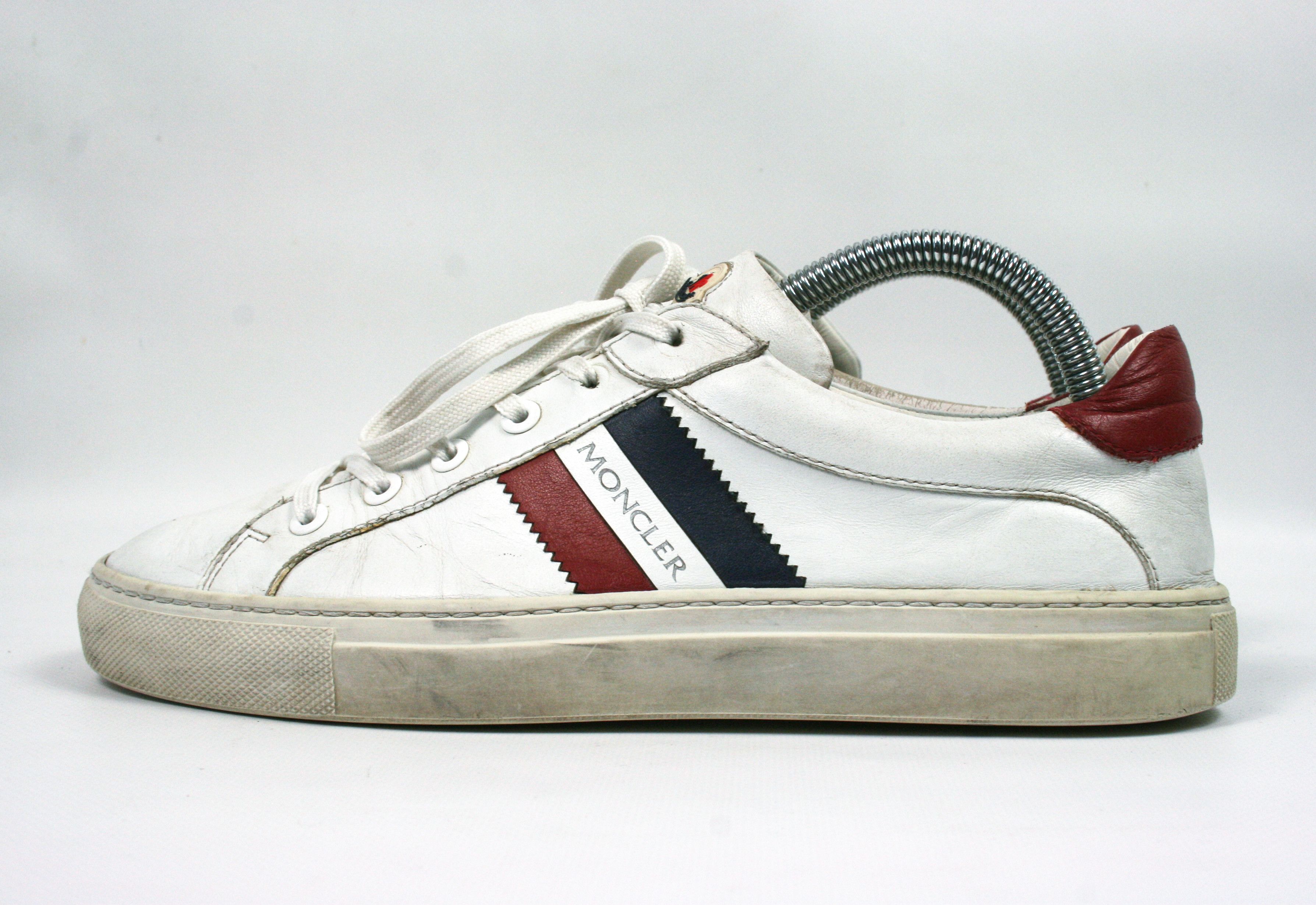 Moncler Distressed "New Leni" Low Leather Sneakers Size US 9 / IT 39 - 2 Thumbnail