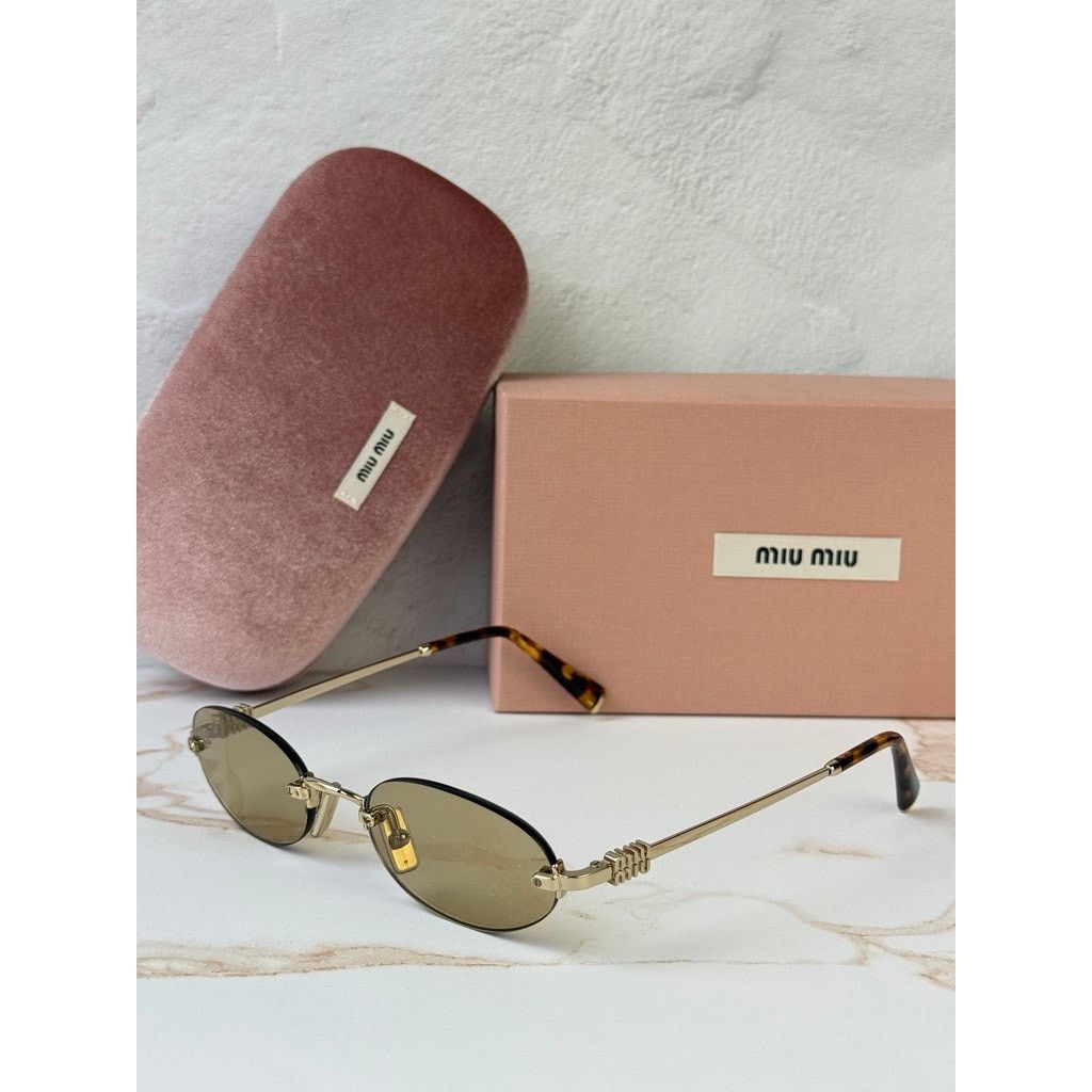 Miu Miu NEW Miu Miu MU A54S Rimless Sunglasses in Gold Yellow $578 Size ONE SIZE - 3 Thumbnail
