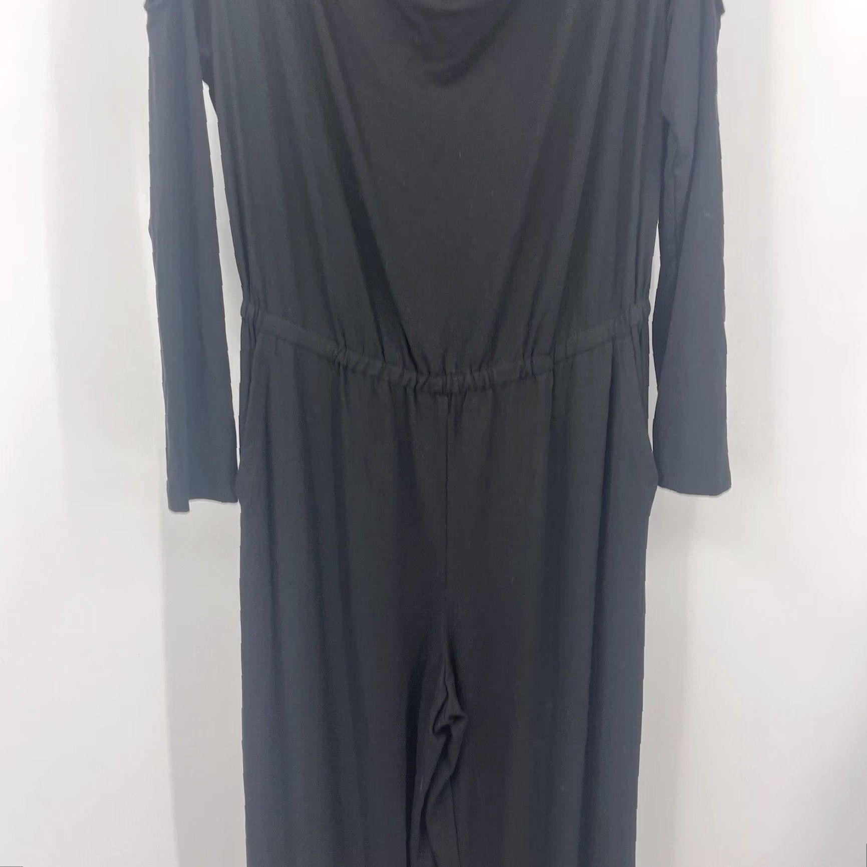 J. Jill J. Jill Wearever Jumpsuit Women S Cold Shoulder Stretch Black Jersey Quiet Luxury Cottagecore Size 28" / US 6 / IT 42 - 7 Thumbnail