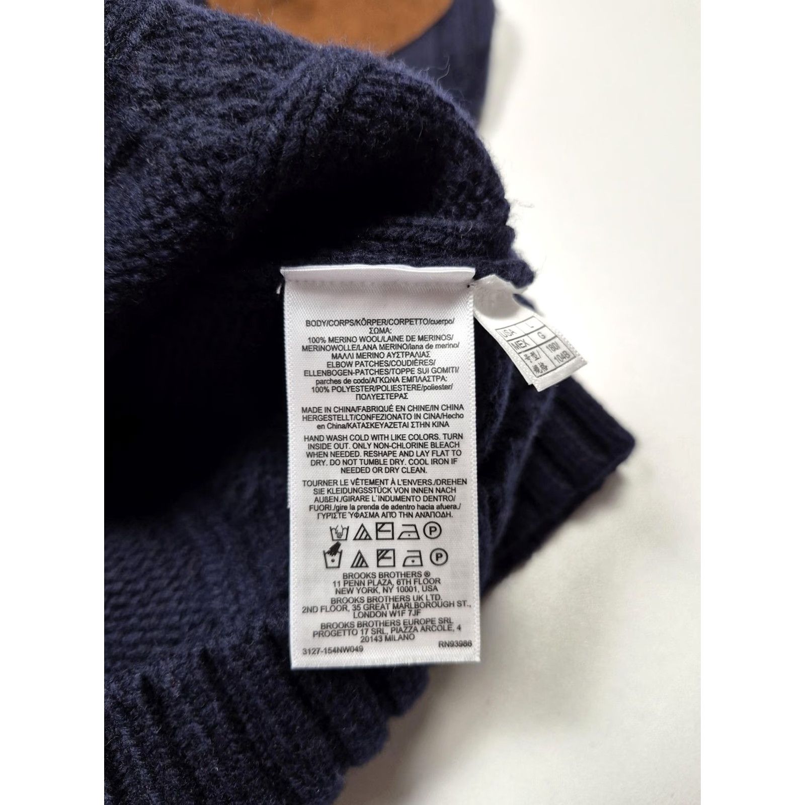 Brooks Brothers Brooks Brothers Sweater Mens Large Blue Merino Wool Plaid Crewneck Elbow Patch Size US L / EU 52-54 / 3 - 4 Thumbnail