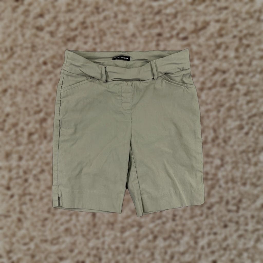 Vintage Hilary Radley Shorts Womens Small Green Bermuda Casual Activewear 5-Pocket Design Pockets 9 in Inseam Rayon Blend Viscose Wrap: No Size 28" / US 6 / IT 42 - 1 Thumbnail