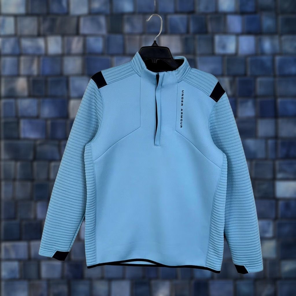 Under Armour Under Armour Pullover Mens Medium Blue ColdGear Golf 1/4 Zip Mock Neck Top Size US M / EU 48-50 / 2 - 1 Thumbnail