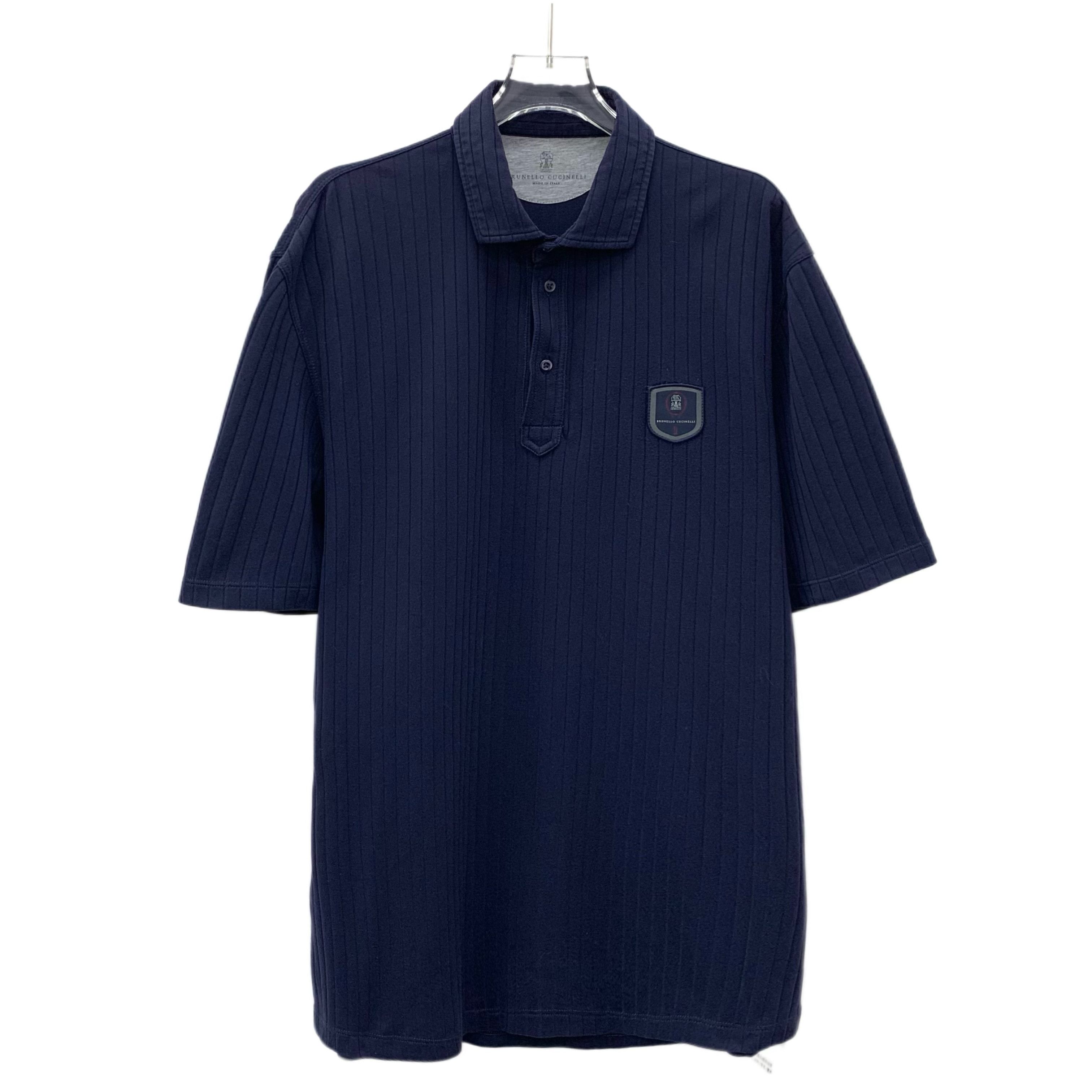 Brunello Cucinelli Blue Logo Cotton Polo Shirt (L)