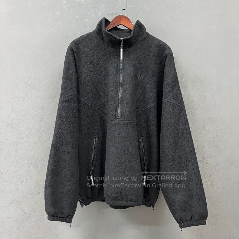 Balenciaga Balenciaga Black Half Zip Fleece Jacket Size US S / EU 44-46 / 1 - 1 Thumbnail