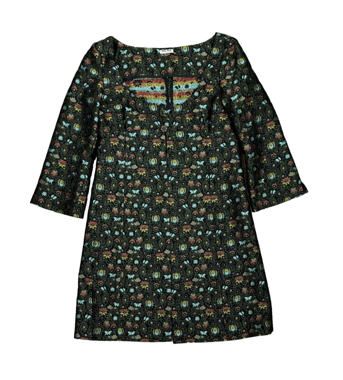 Miu Miu Miu Miu Coat Dress Wool Embroidered Floral Printed size 42 Size M / US 6-8 / IT 42-44 - 14 Thumbnail