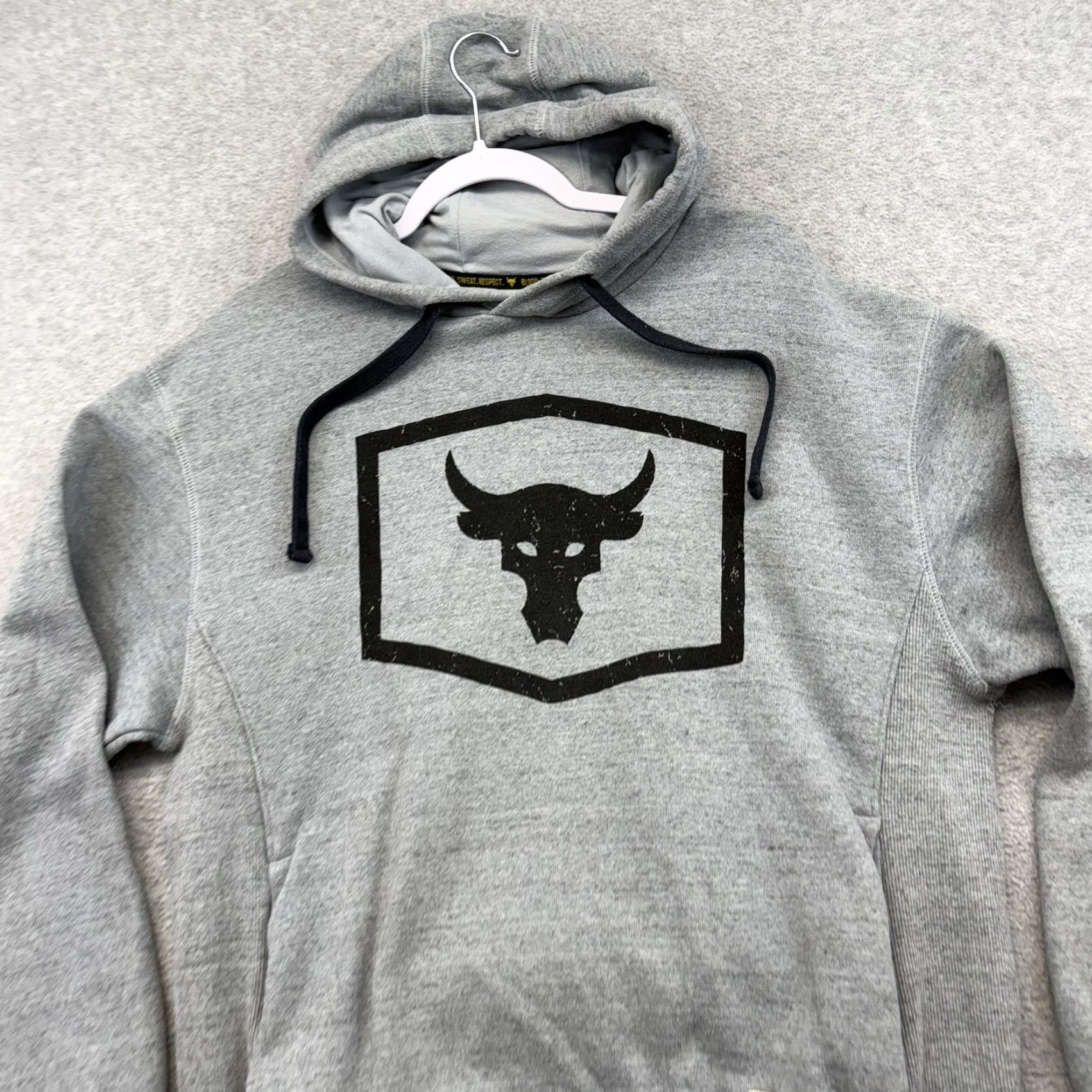 Under Armour Under Armour Project Rock Hooded Sweatshirt Mens Medium Gray Cotton Polyester Fleece Graphic Print Pockets Pullover Size US M / EU 48-50 / 2 - 3 Thumbnail