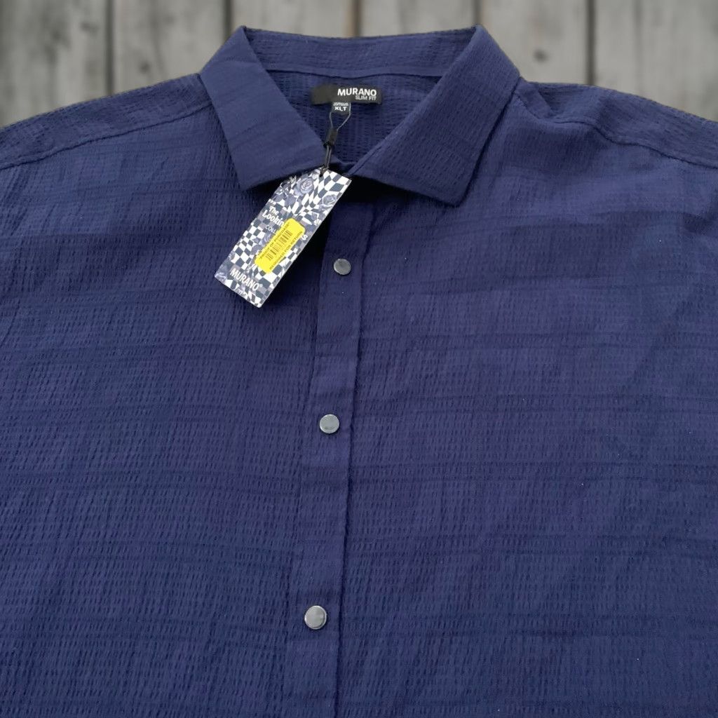 Murano Murano Shirt Mens XLT Tall Short Sleeve Snap Front Navy Blue Slim Fit NEW Shirt Men XLT Tall Blue Snap Front Button-Front Casual Size US XL / EU 56 / 4 - 1 Thumbnail