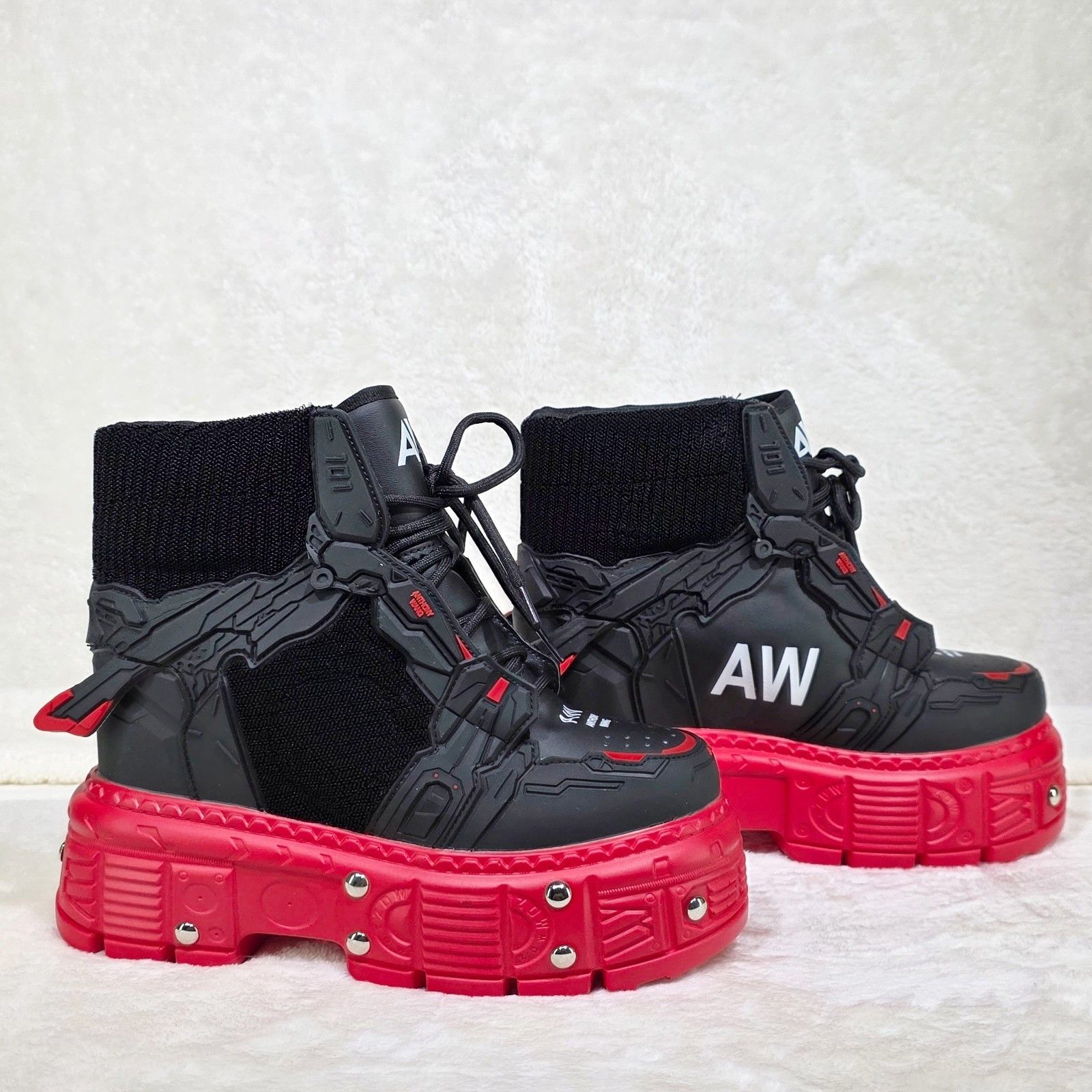 Other Wang M07 Blackened Red Hidden Wedge Women's Combat Mech Mode Size US 10 / IT 40 - 5 Thumbnail