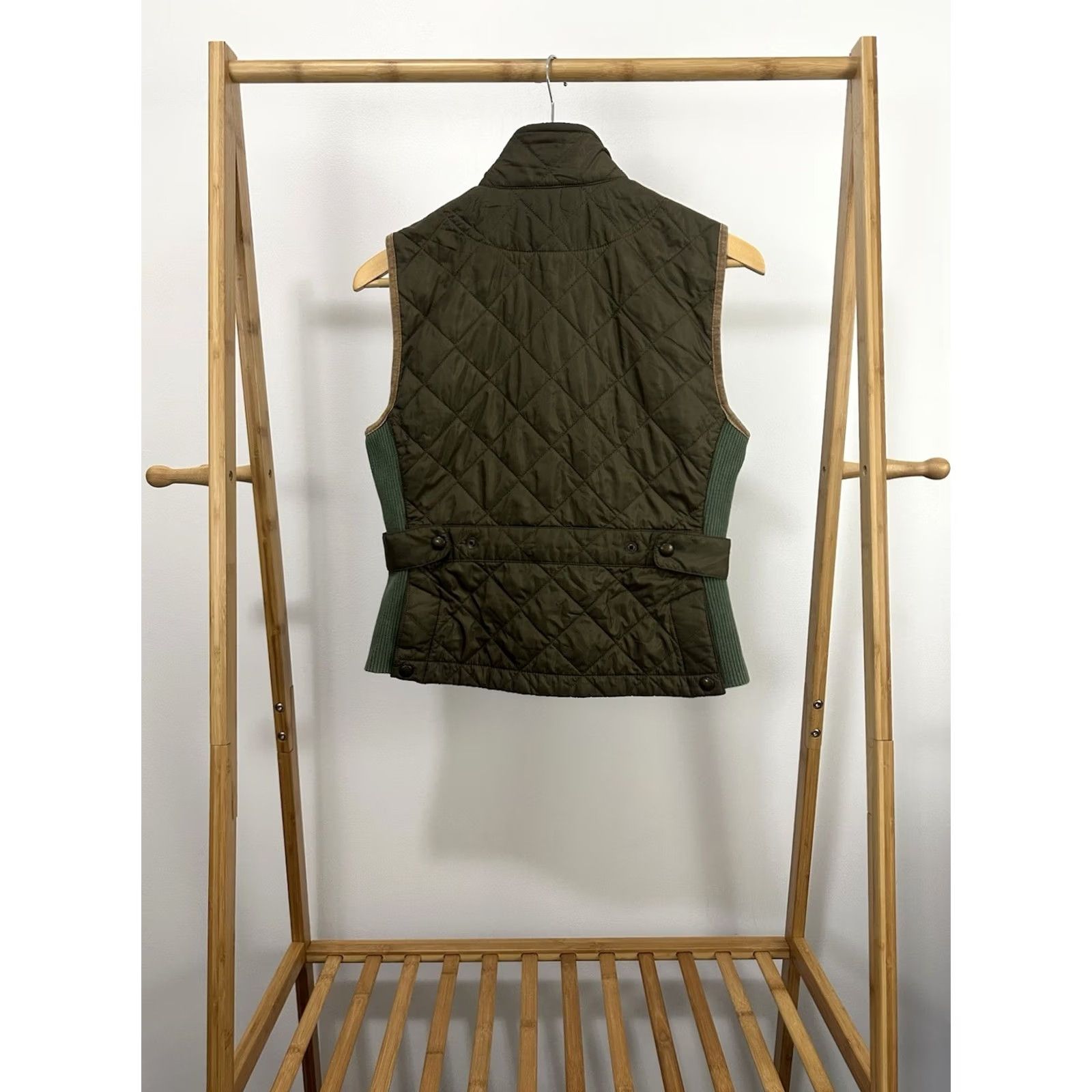 Ralph Lauren VINTAGE Ralph Lauren Women's RL Crest Quilted Suede Trim Equestrian Vest M Brown Green Crest Quilted Vest Womens Mens? Size M / US 6-8 / IT 42-44 - 2 Thumbnail