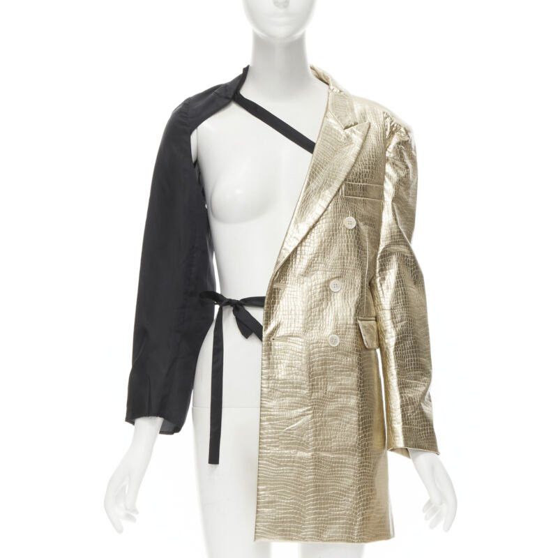 Comme des Garcons new COMME DES GARCONS 2011 gold pleated harness tie asymmetric open jacket S Size S / US 4 / IT 40 - 1 Thumbnail