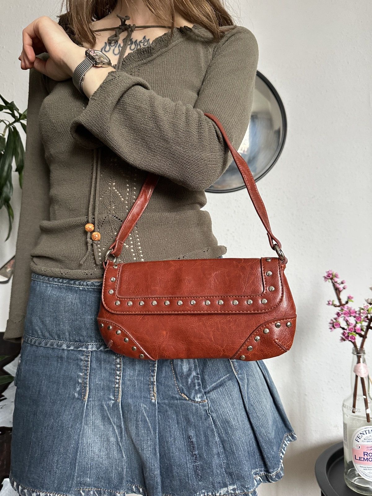 Japanese Brand × Seditionaries Micro Purse Baguette Studs Faux Leather Mini Bag y2k Size ONE SIZE - 1 Thumbnail