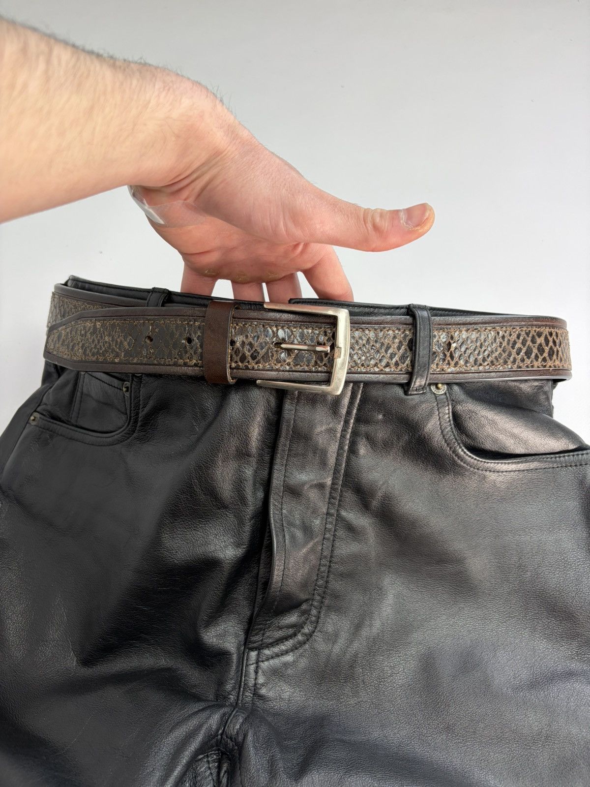 Hysteric Glamour Gothic Leather Belt with Sculpted Metal Panels LGB Vibe Size 36 - 6 Thumbnail