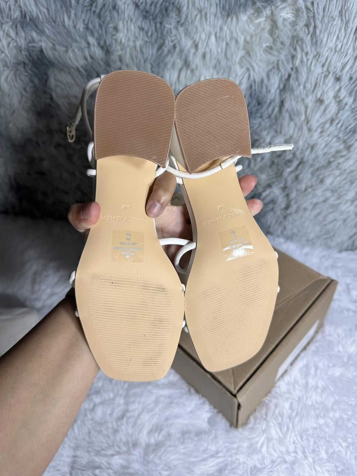Other Marc Fisher White Strappy Block Heel Sandals Size US 8 / IT 38 - 5 Thumbnail