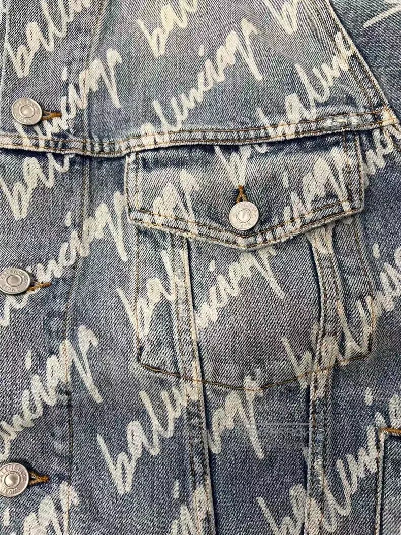 Balenciaga Balenciaga Letter Logo Full Print Collar Denim Jacket Size XS / US 0-2 / IT 36-38 - 3 Thumbnail