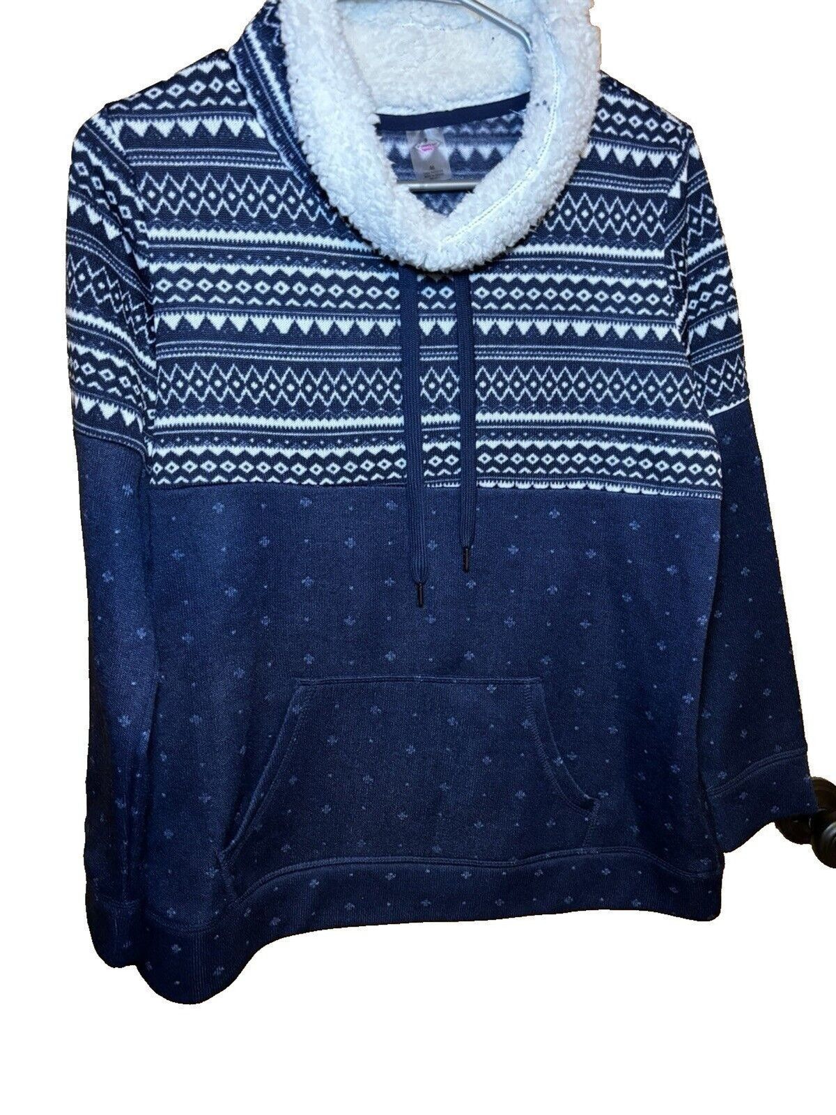 St. Johns Bay St. Johns Bay Blue White Fleece Mock Neck Sweater size M Size M / US 6-8 / IT 42-44 - 1 Thumbnail