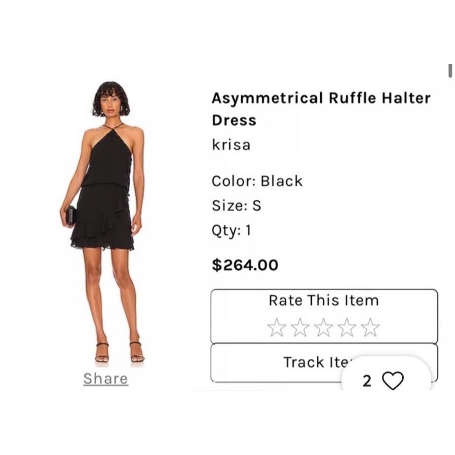 Krisa Asymmetrical Ruffle Halter Black KRISA NWT Size XS Retai Size XS / US 0-2 / IT 36-38 - 8 Thumbnail