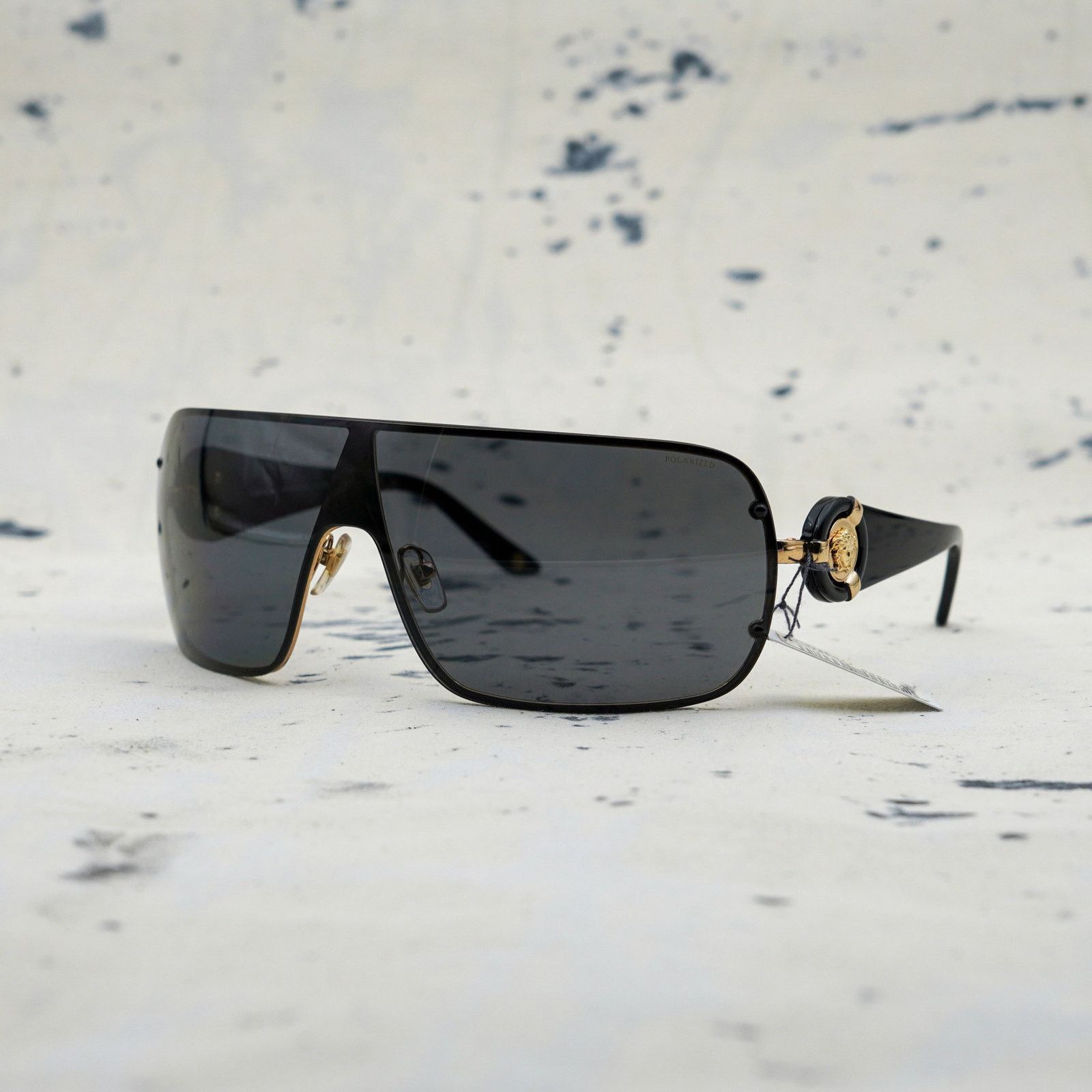 Versace mod 2126 gold medusa logo black shield sunglasses
