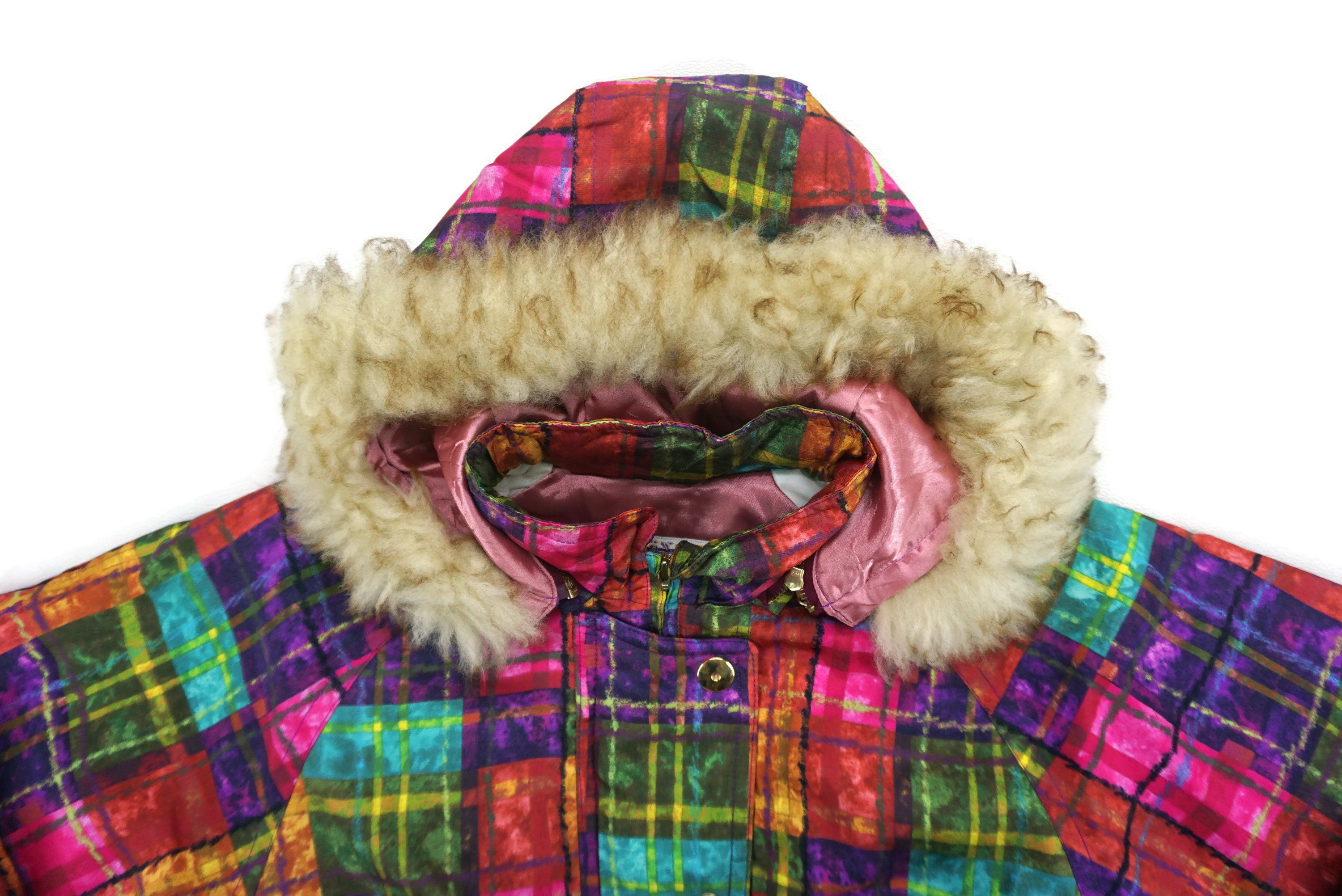 Japanese Brand Vintage Mistral Ski Jacket Rainbow Faux Fur Hooded Windbreak Size S / US 4 / IT 40 - 4 Thumbnail