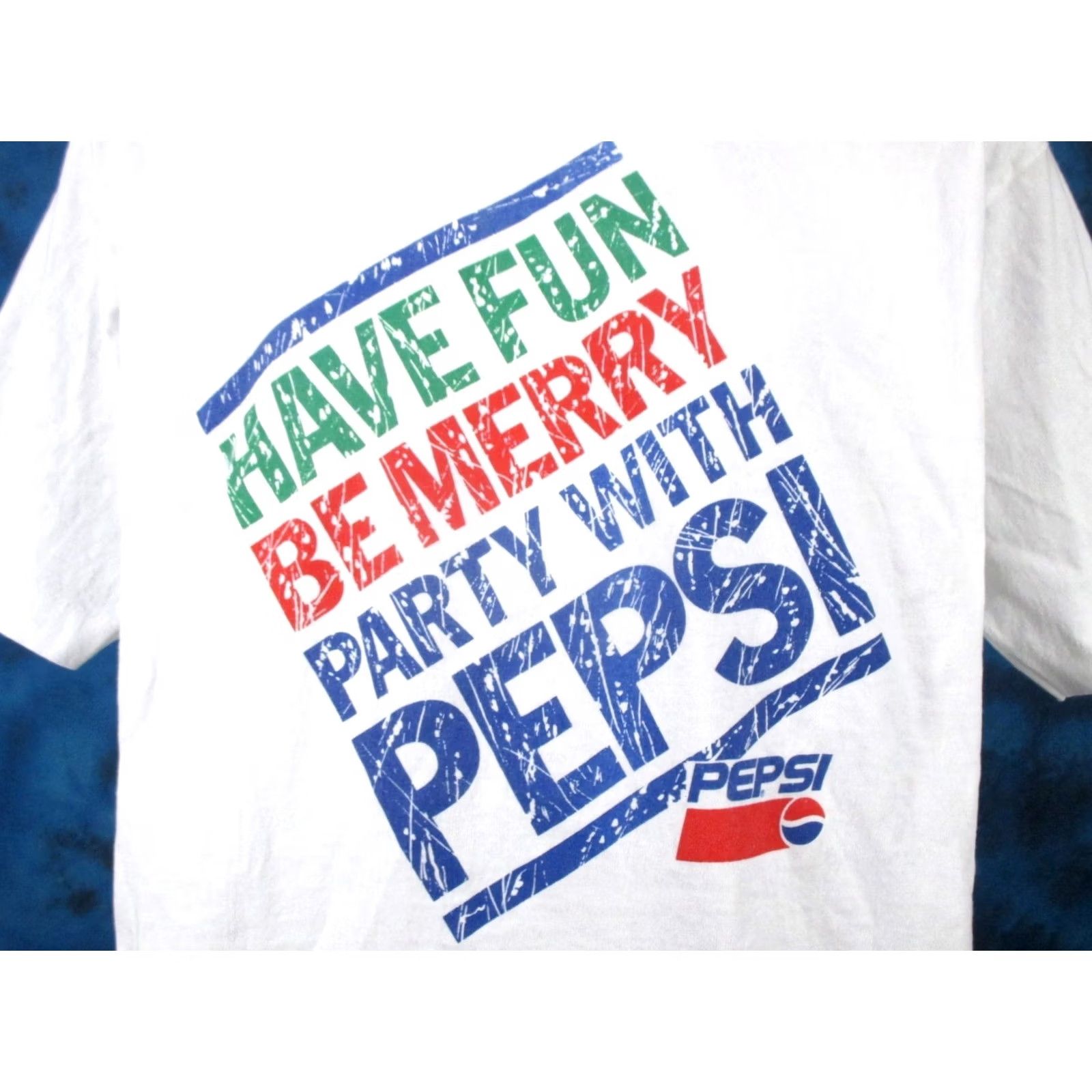 Fruit Of The Loom VINTAGE 80s PARTY WITH PEPSI HAVE FUN BE MERRY T-Shirt XL soda pop single stitch Mens Size US XL / EU 56 / 4 - 2 Thumbnail