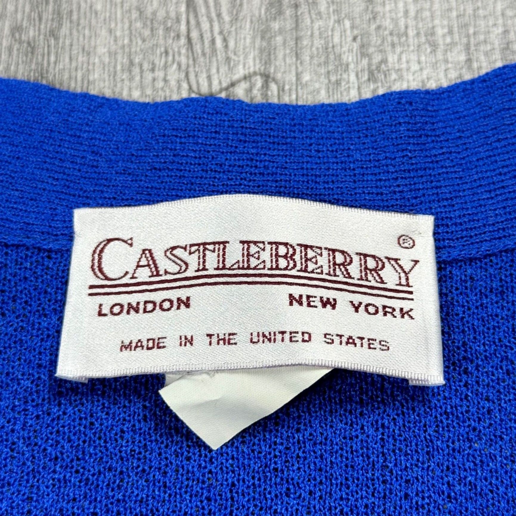 Vintage VINTAGE Castleberry Womens Blue Polyester Knit Formal Clasp Cardigan Sweater 14 90s Business Womens Size XL / US 12-14 / IT 48-50 - 3 Thumbnail