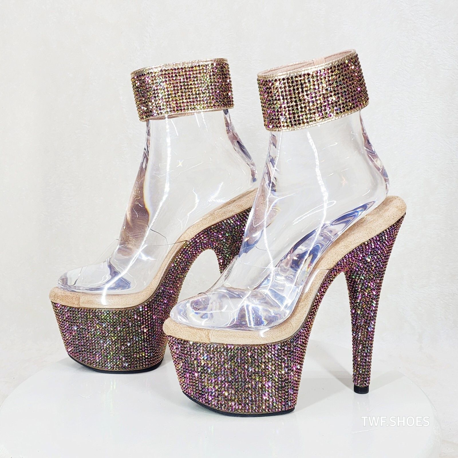 Other Bejeweled 712RS Bronze Rhinestone Platform 7" Stiletto High Size US 12 / IT 42 - 1 Thumbnail