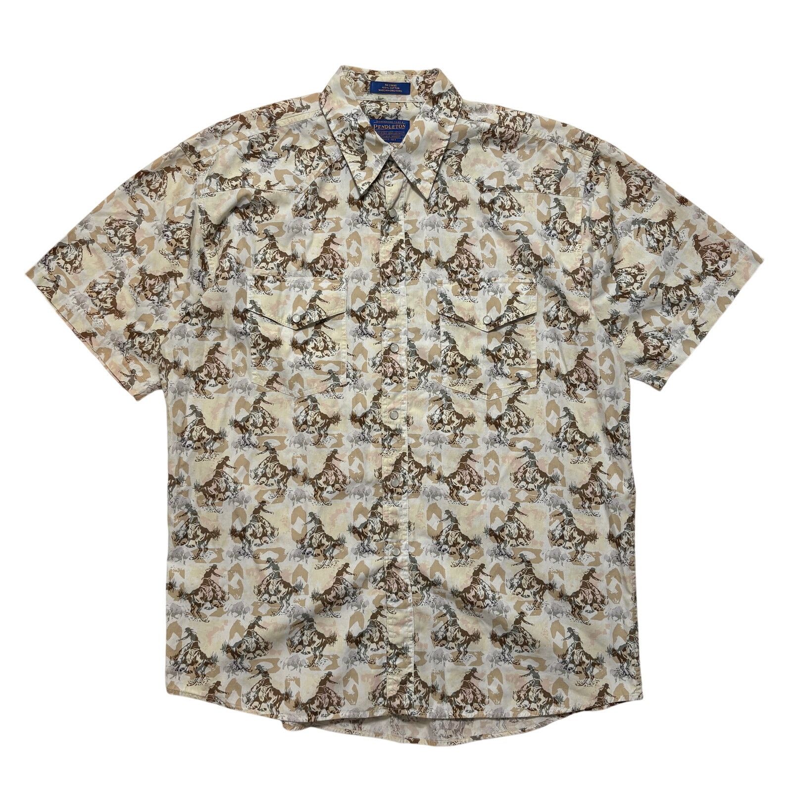Pendleton Western AOP Pearl Snap Short Sleeve Shirt L - Main Image
