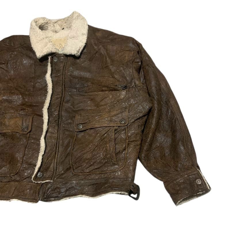 Vintage Vintage Military Bomber Leather Jacket Size US L / EU 52-54 / 3 - 3 Thumbnail