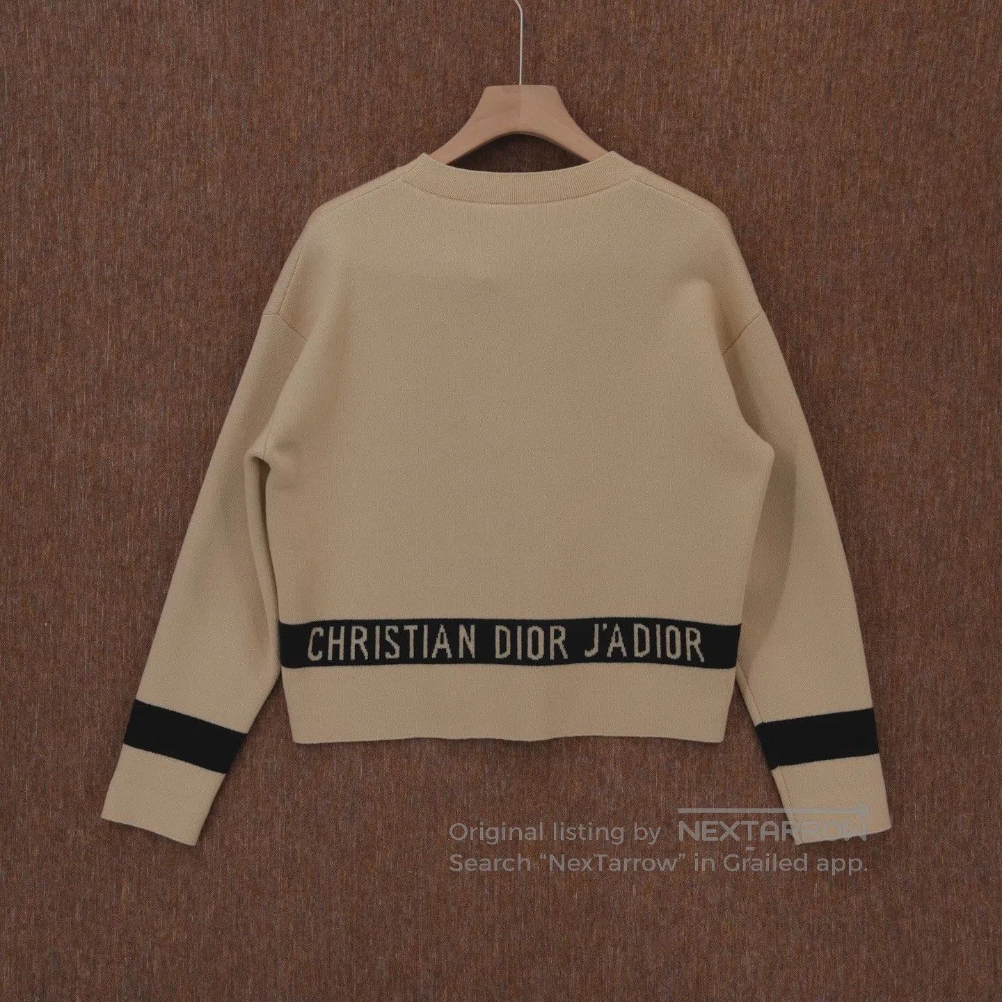 Dior Dior sizeF38 Beige Logo Striped Cashmere Sweater with Hood Size M / US 6-8 / IT 42-44 - 2 Thumbnail