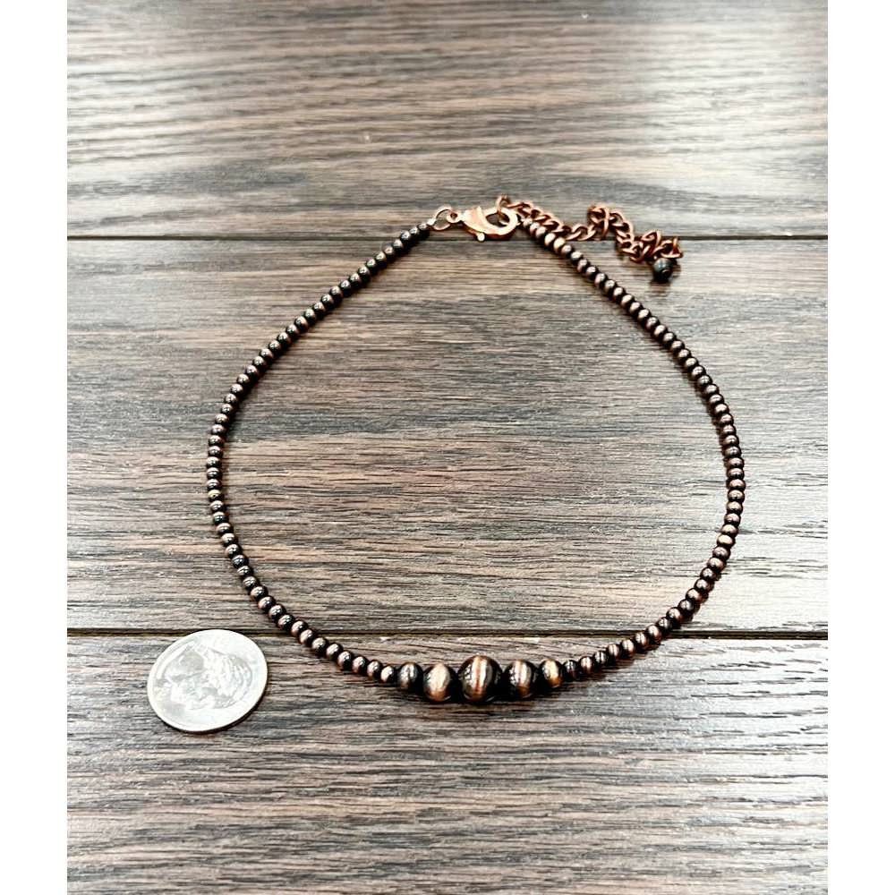Other Handmade Copper Navajo Bead Necklace with Extender 15 to 20 Size ONE SIZE - 2 Thumbnail