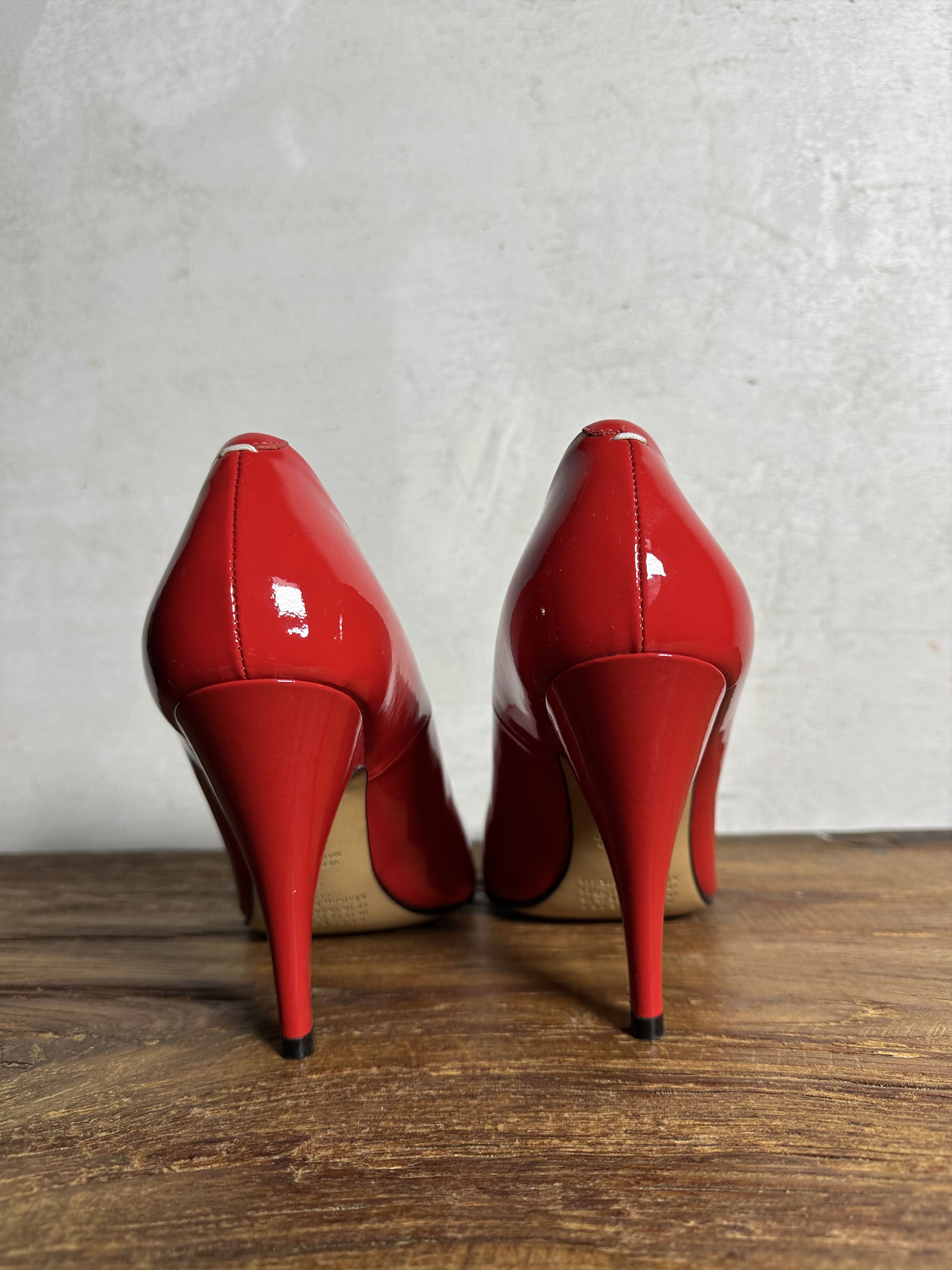 Maison Margiela Maison Margiela Red Tabi 110mm Patent Leather Pumps Size US 9 / IT 39 - 9 Thumbnail