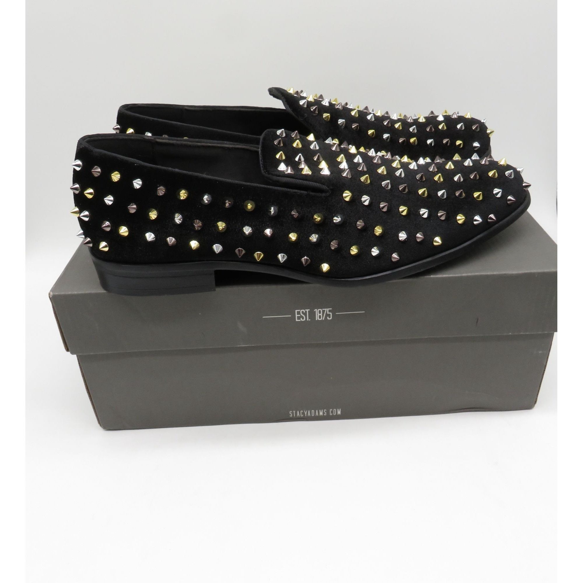Stacy Adams Stacy Adams Black Velvet Slip On Loafers Gold & Silver Spike Size US 8.5 / EU 41-42 - 1 Thumbnail